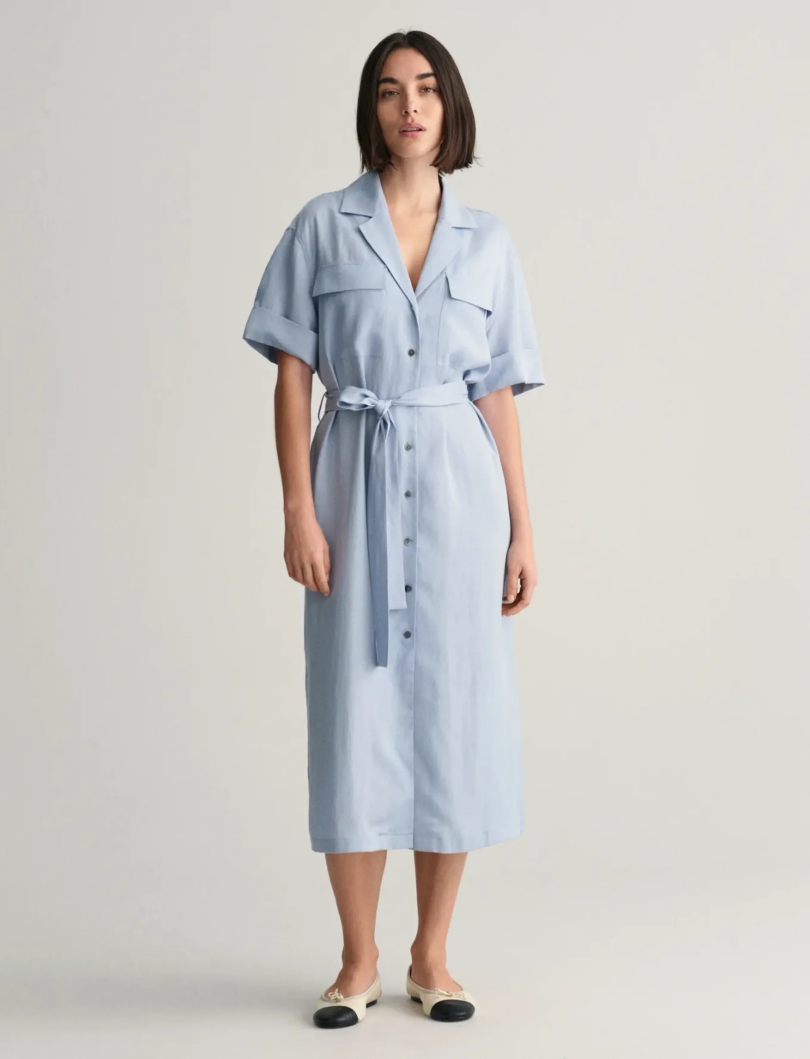 GANT - REL POCKET SS SHIRT DRESS - dove blue - 5