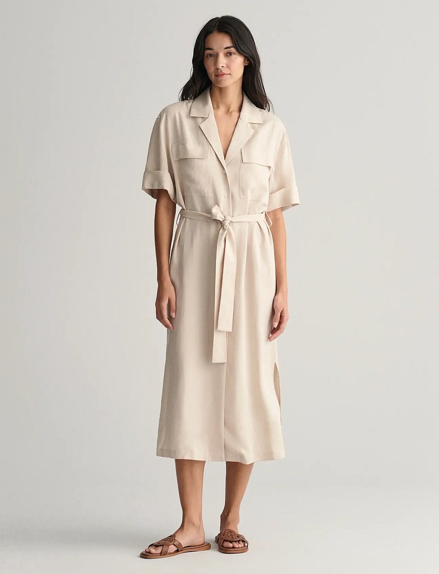 GANT - REL POCKET SS SHIRT DRESS - soft oat - 0