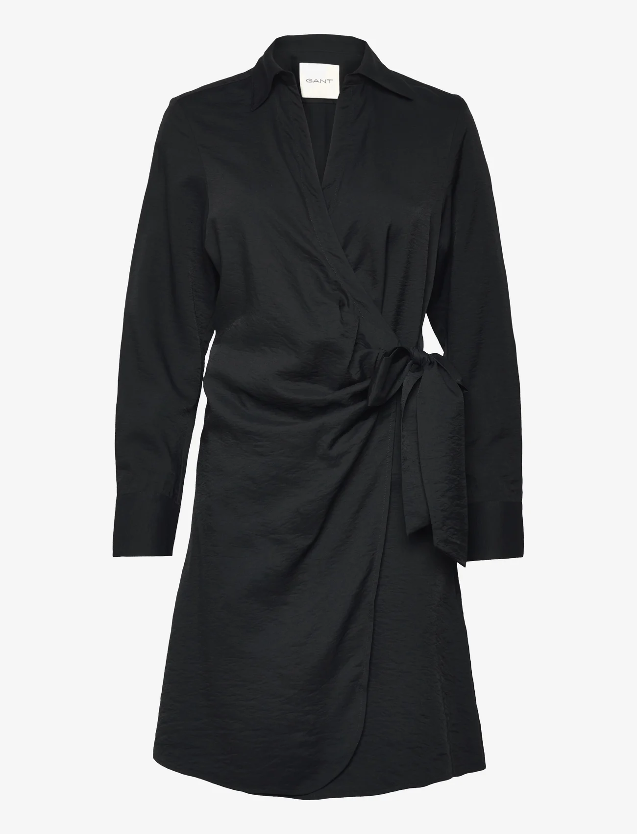 GANT - SLIM WRAP SHIRT DRESS - skjortekjoler - black - 0