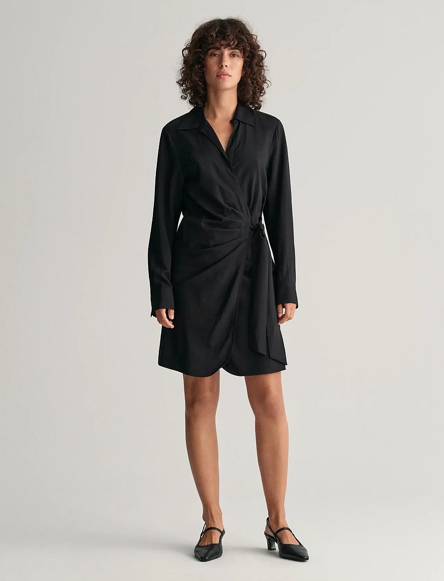 Gant - SLIM WRAP SHIRT DRESS - robes chemises - black - 0