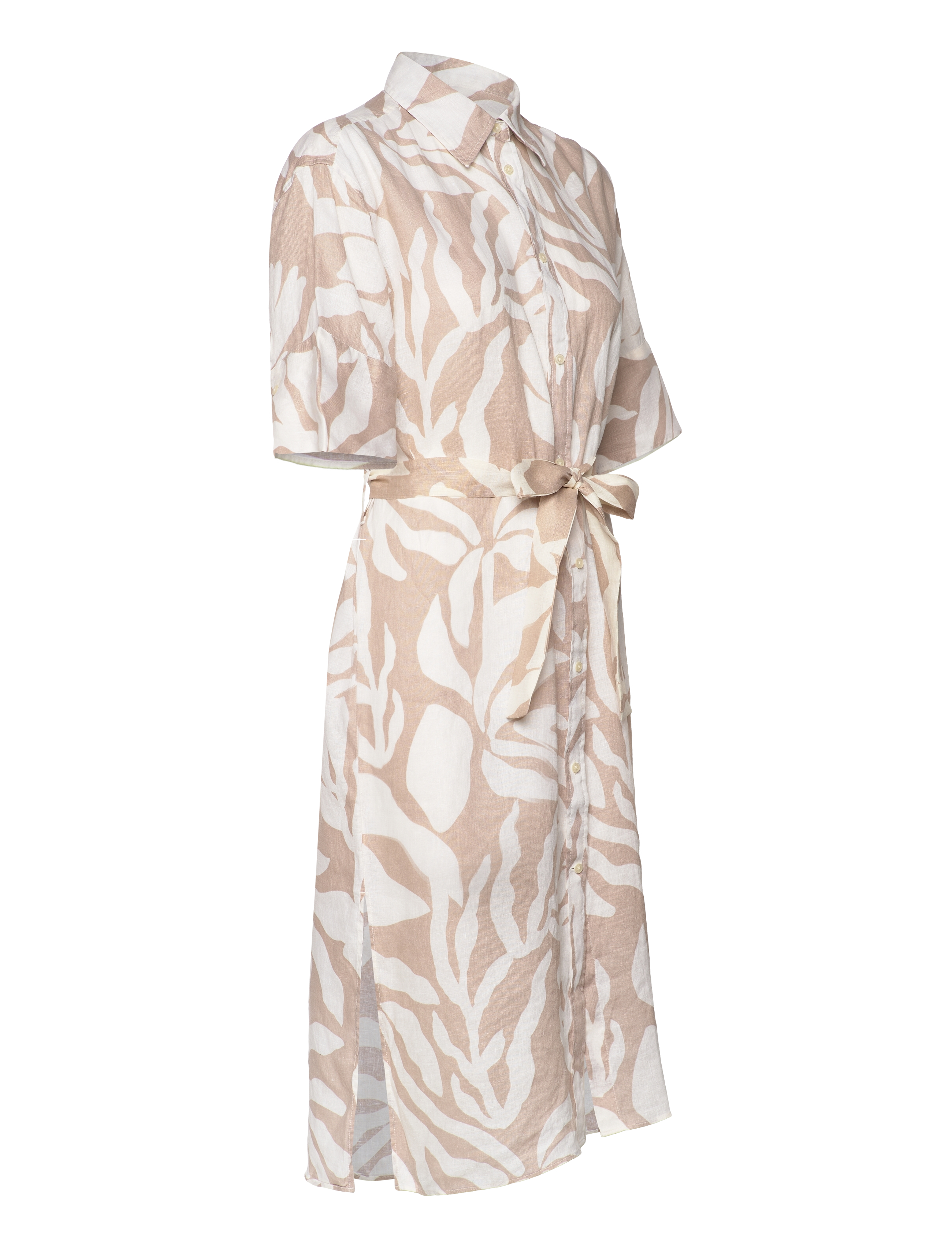 GANT - REL PALM PRINT LINEN SHIRT DRESS - dry sand - 2