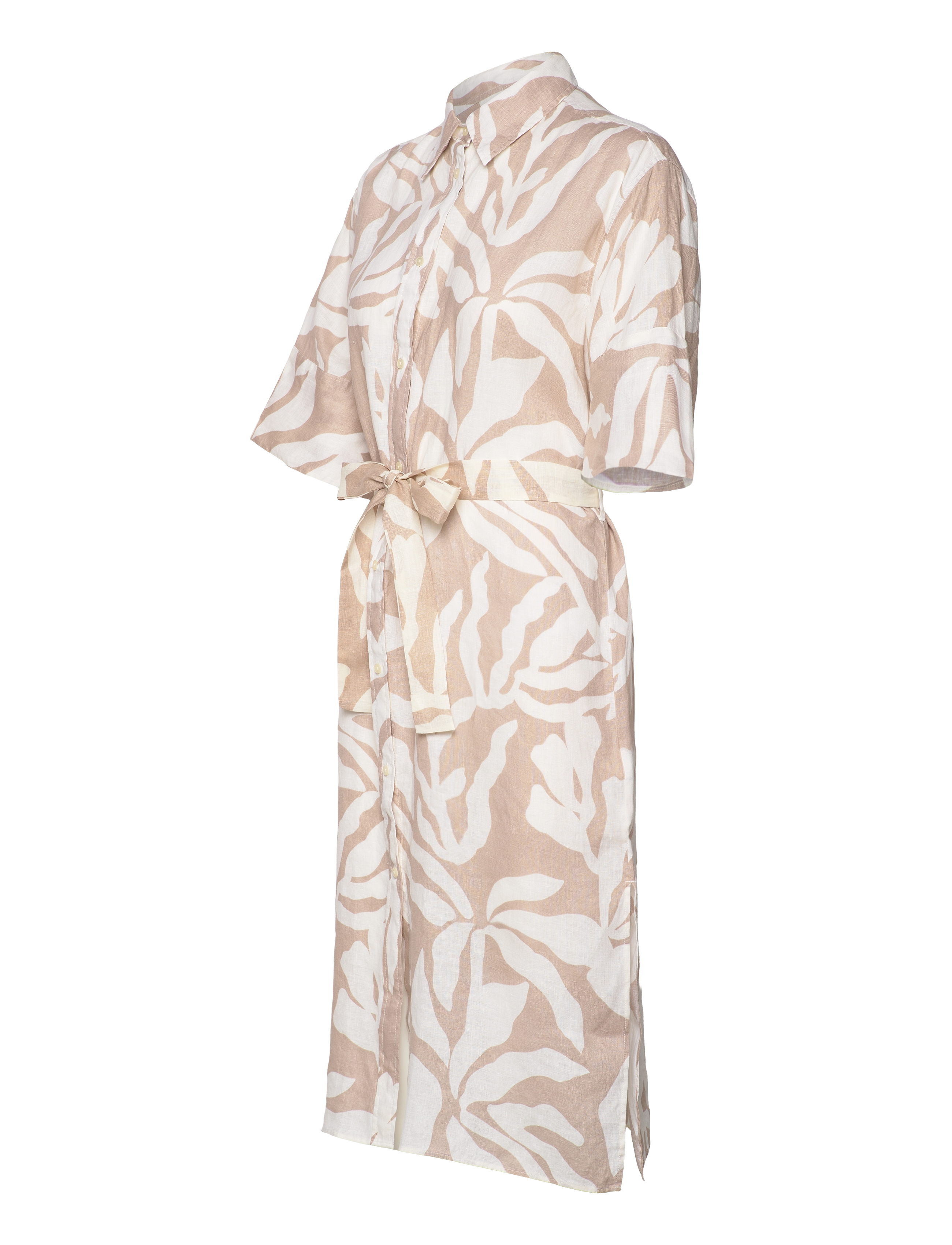 GANT - REL PALM PRINT LINEN SHIRT DRESS - dry sand - 3