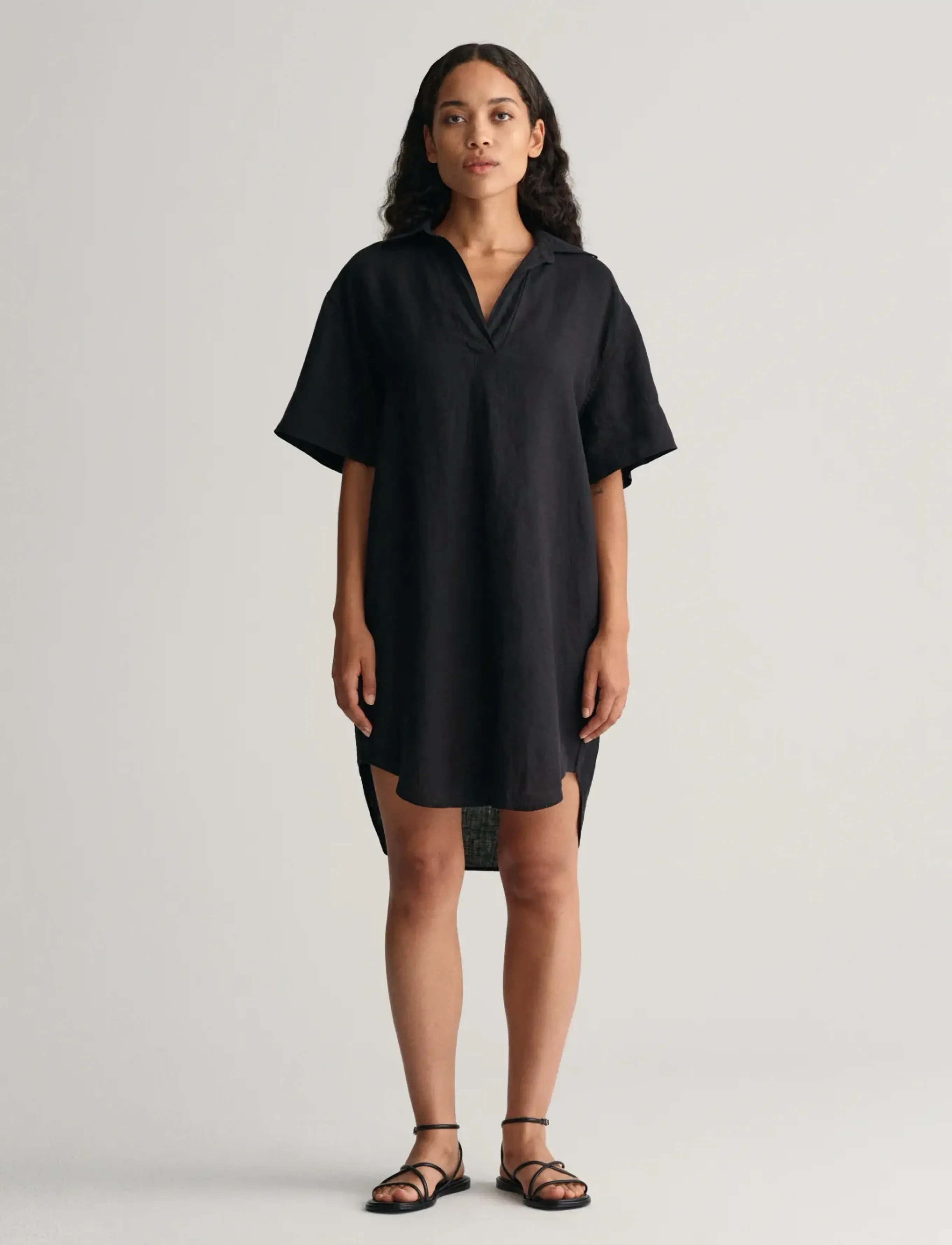 Gant Rel Ss Linen Caftan, Kortærmet Kaftan, Sort, Str: 34