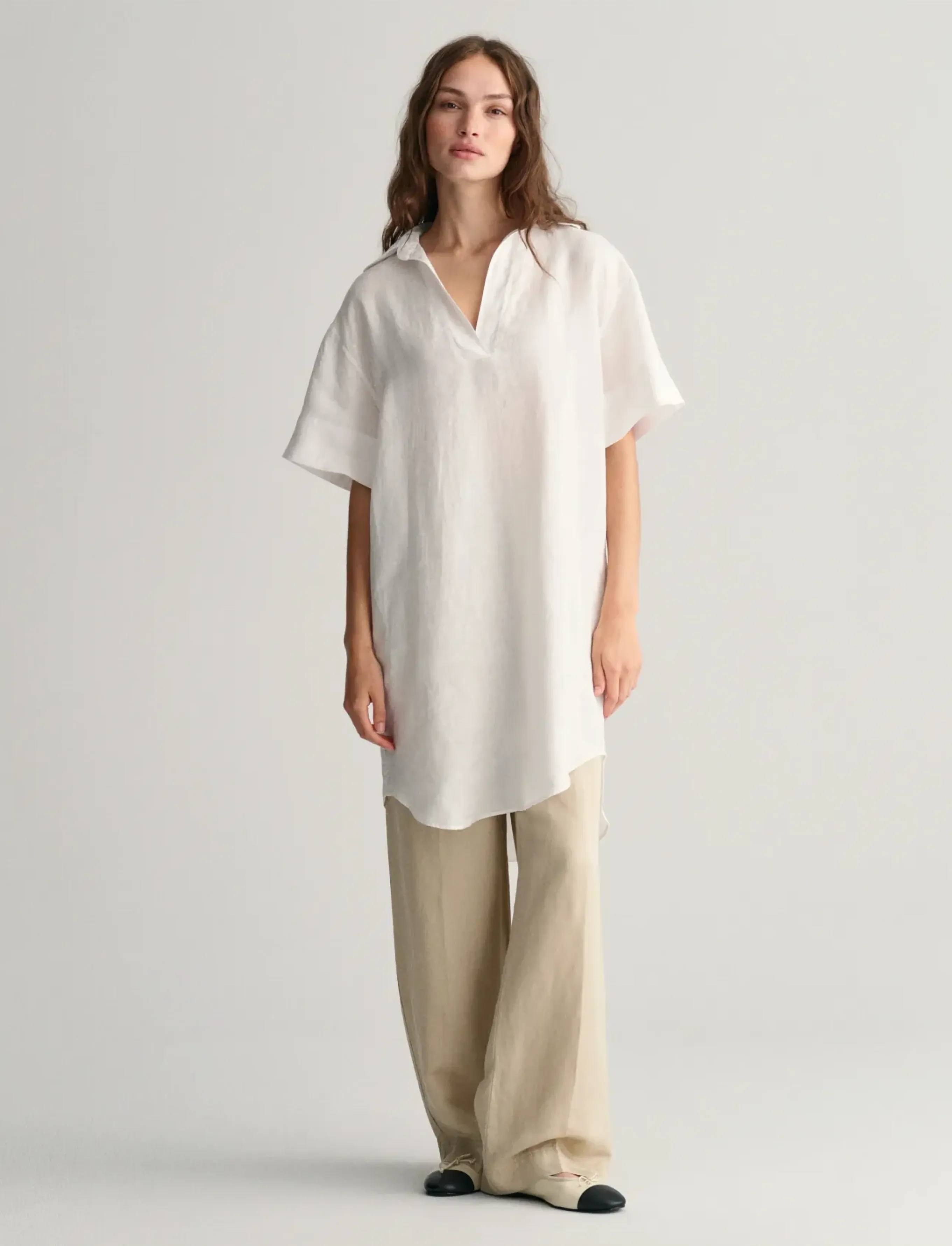 GANT REL SS LINEN CAFTAN - Tunikor - WHITE / white
