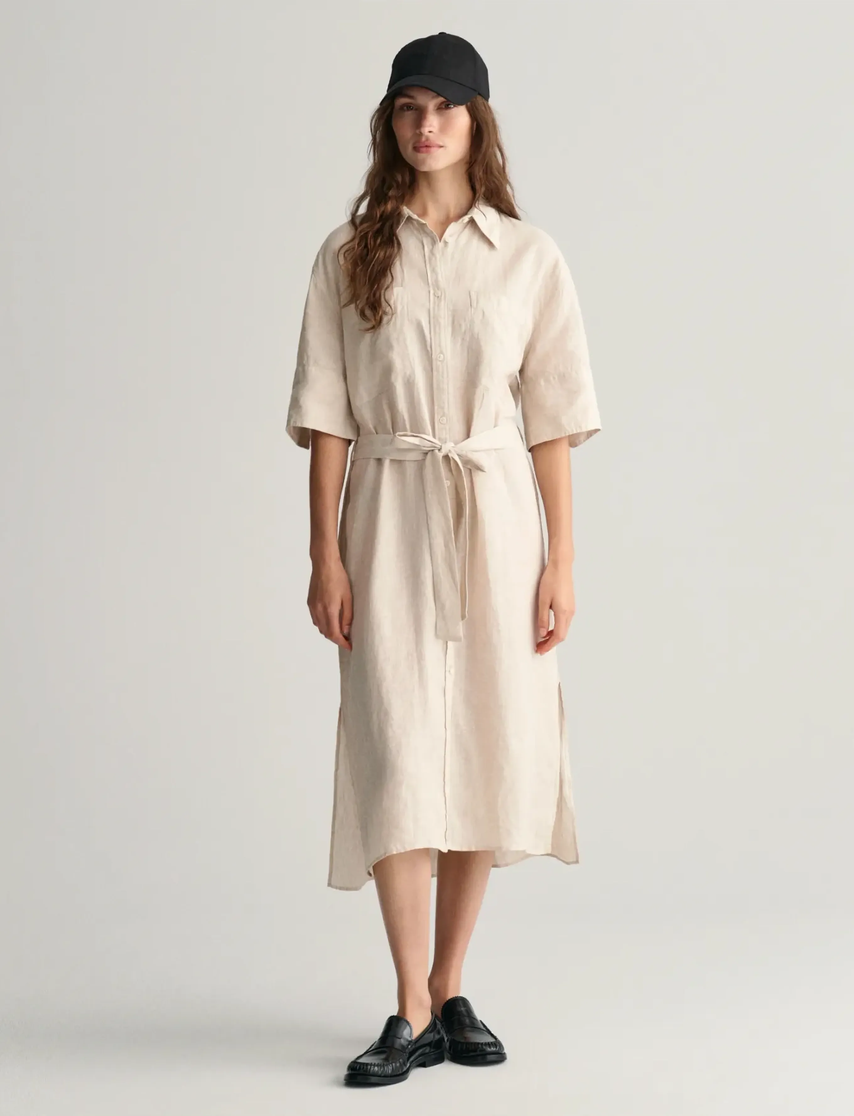 Gant Rel Linen Ss Shirt Dress, 44, Dresses, Beige - Knee-length & Midi, Frauen