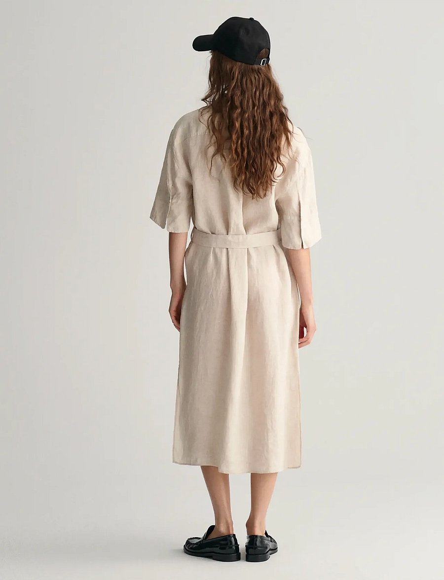 Gant - REL LINEN SS SHIRT DRESS - robes chemises - dry sand - 5