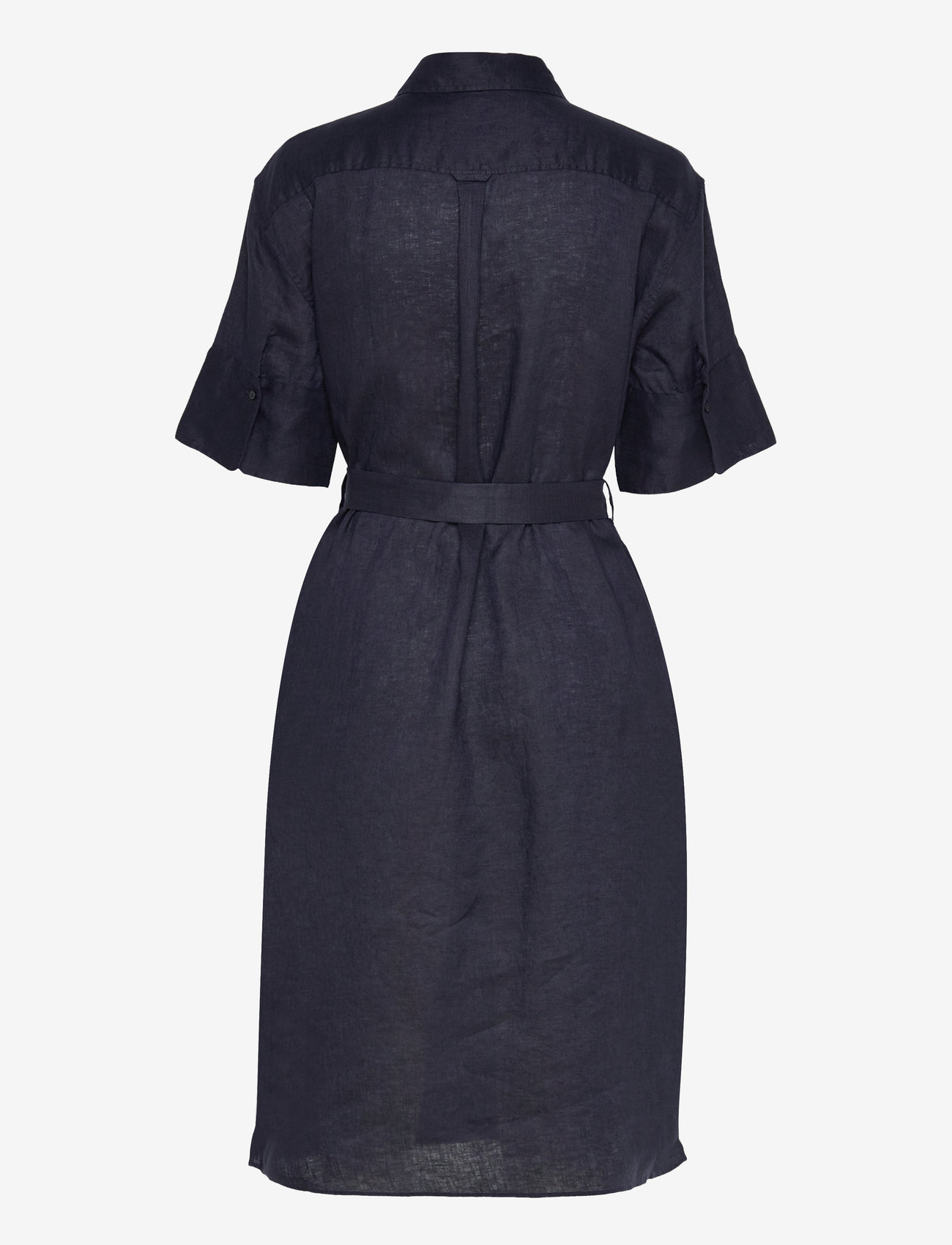 GANT - REL LINEN SS SHIRT DRESS - skjortklänningar - evening blue - 1
