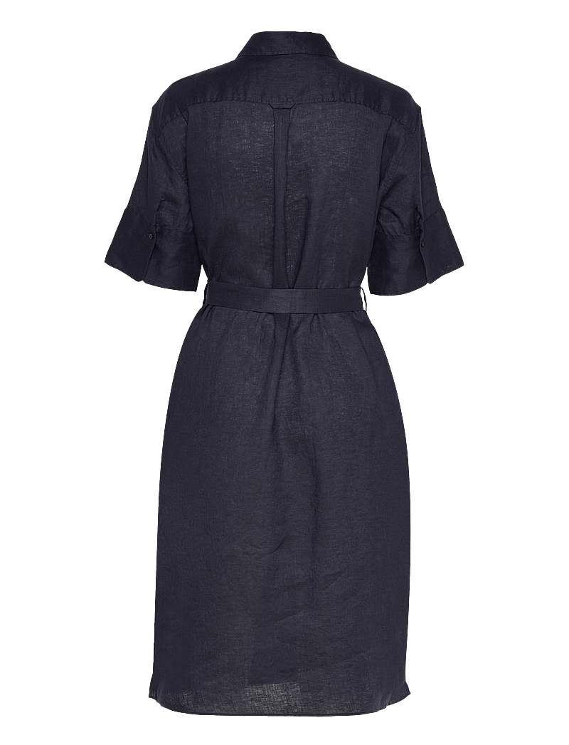 GANT - REL LINEN SS SHIRT DRESS - skjortklänningar - evening blue - 1