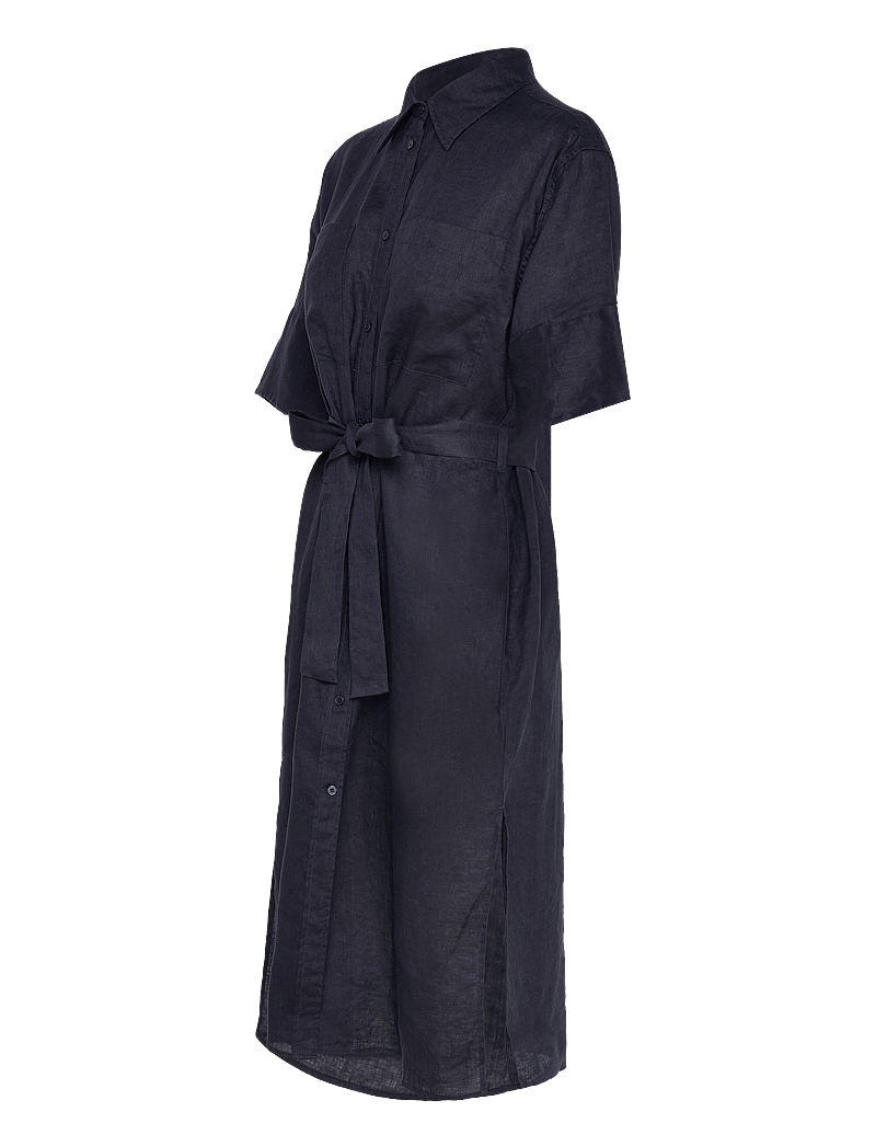 GANT - REL LINEN SS SHIRT DRESS - skjortklänningar - evening blue - 2