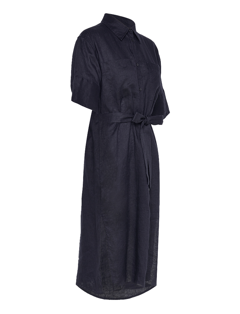 GANT - REL LINEN SS SHIRT DRESS - skjortklänningar - evening blue - 3