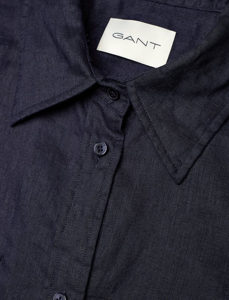 GANT - REL LINEN SS SHIRT DRESS - skjortklänningar - evening blue - 4