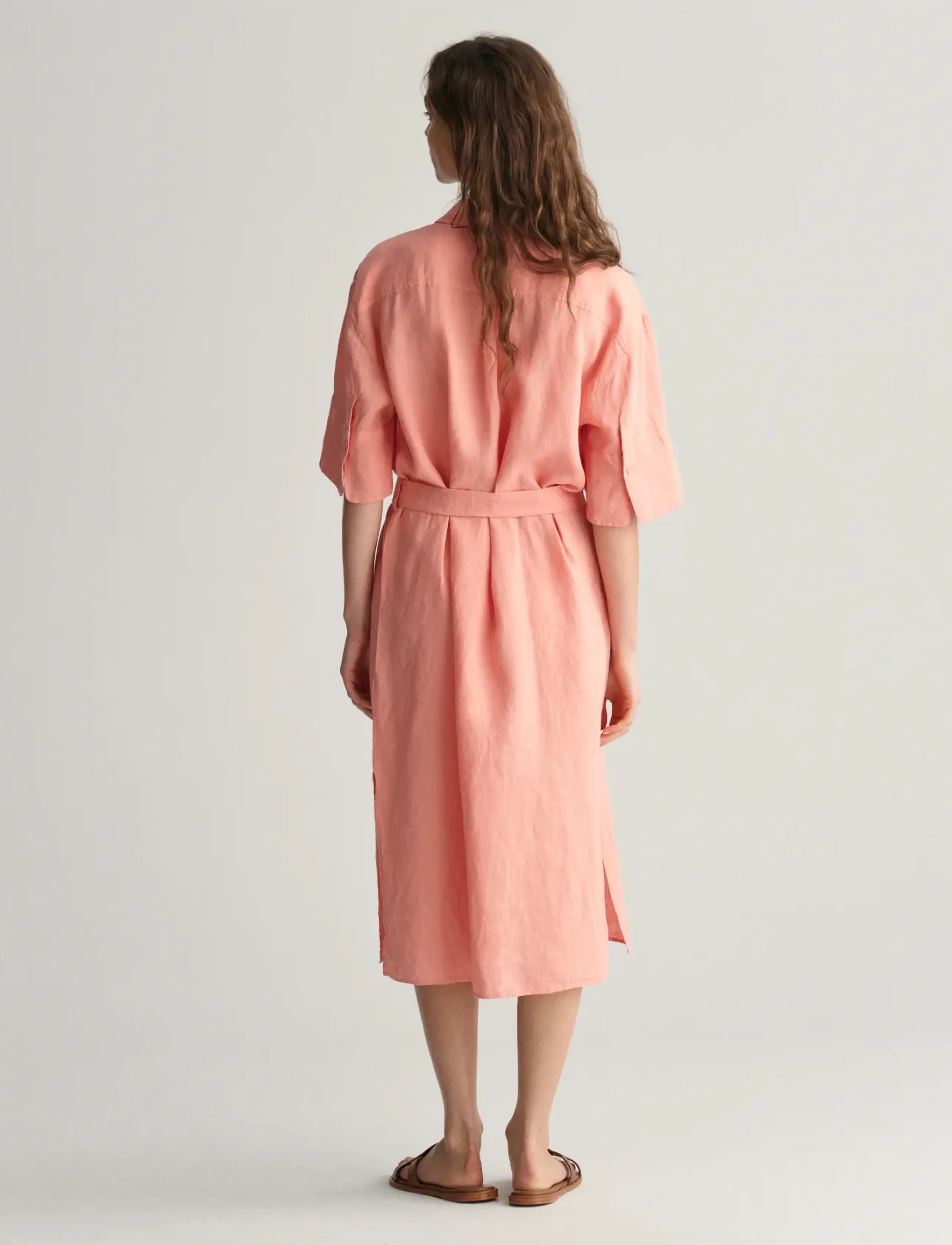 Gant - REL LINEN SS SHIRT DRESS - skjortekjoler - peachy pink - 5