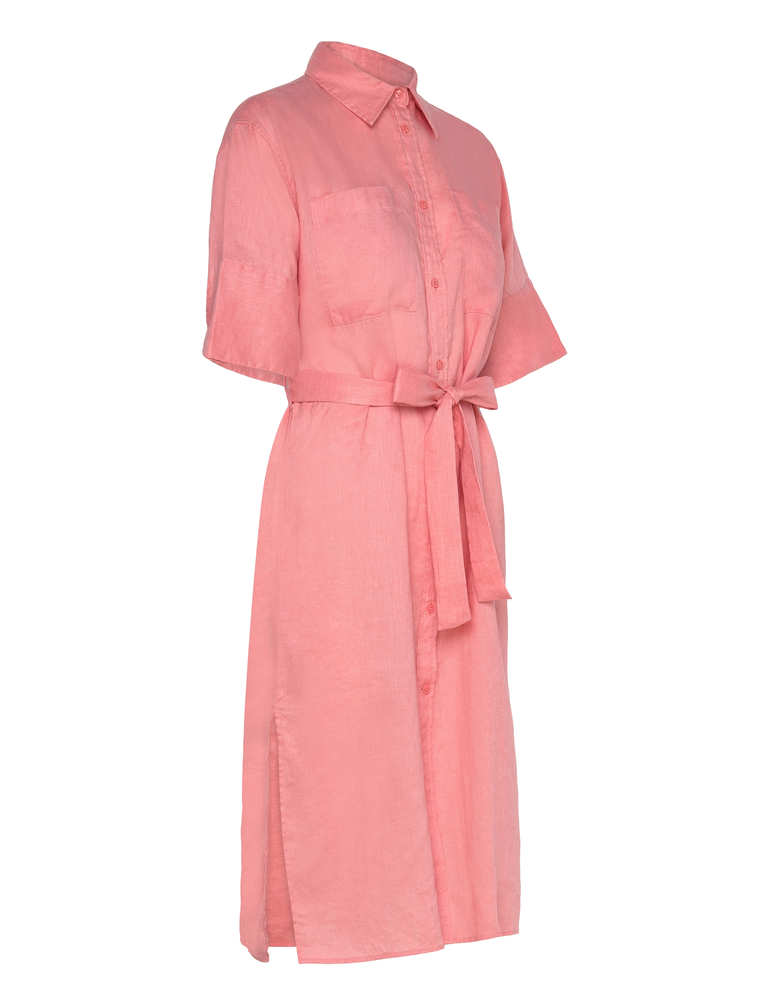 Gant - REL LINEN SS SHIRT DRESS - skjortekjoler - peachy pink - 4