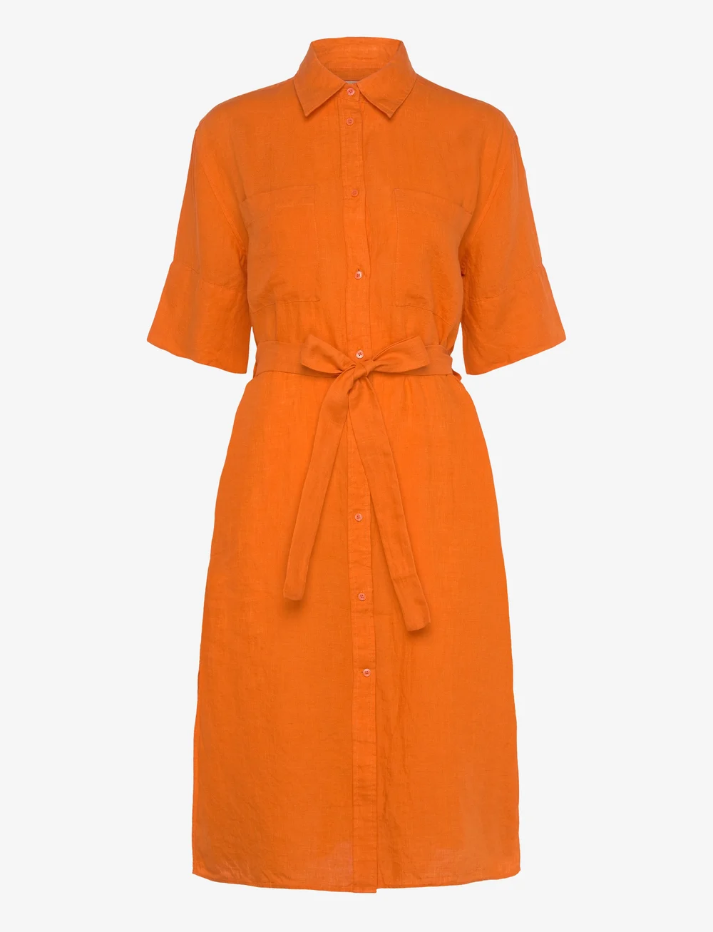GANT - REL LINEN SS SHIRT DRESS - särkkleidid - pumpkin orange - 0