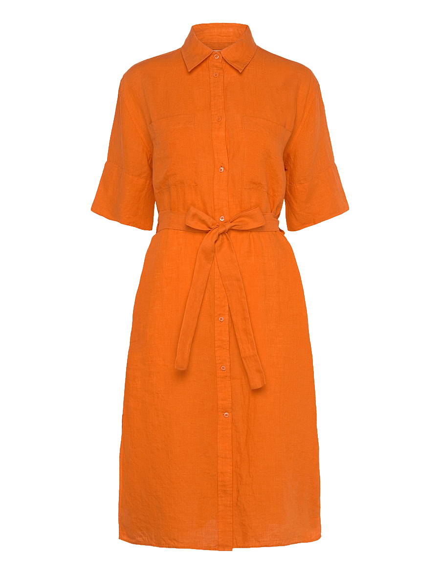 Gant - REL LINEN SS SHIRT DRESS - hemdkleider - pumpkin orange - 1