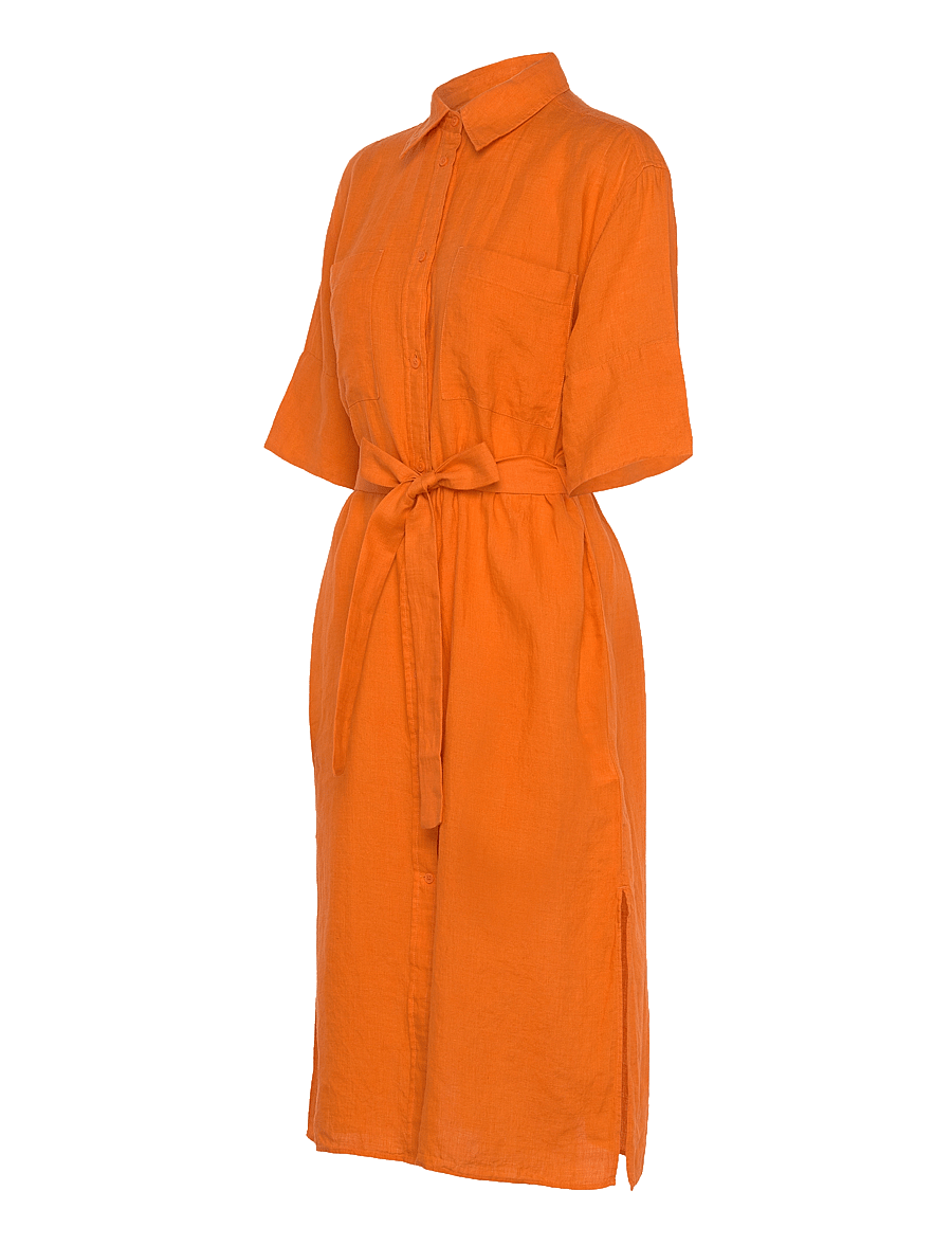 Gant - REL LINEN SS SHIRT DRESS - hemdkleider - pumpkin orange - 3