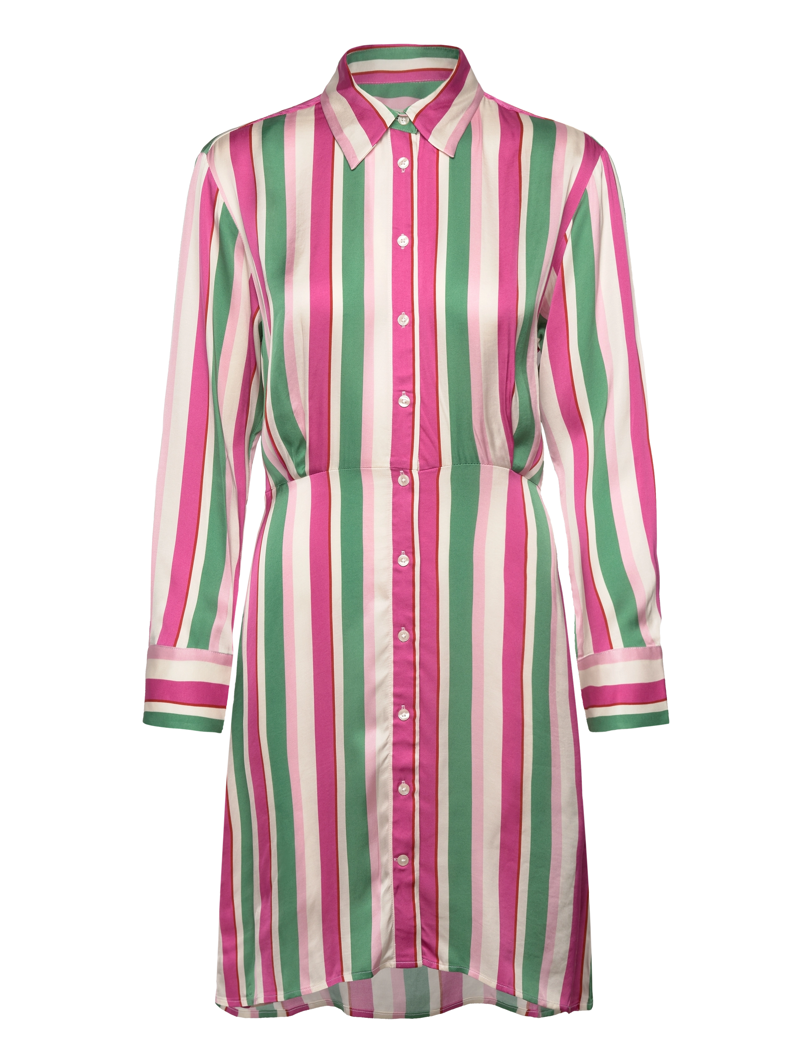 Gant STRIPED WAIST SHIRT DRESS - Tøj - DUSTY GREEN / pink/rose
