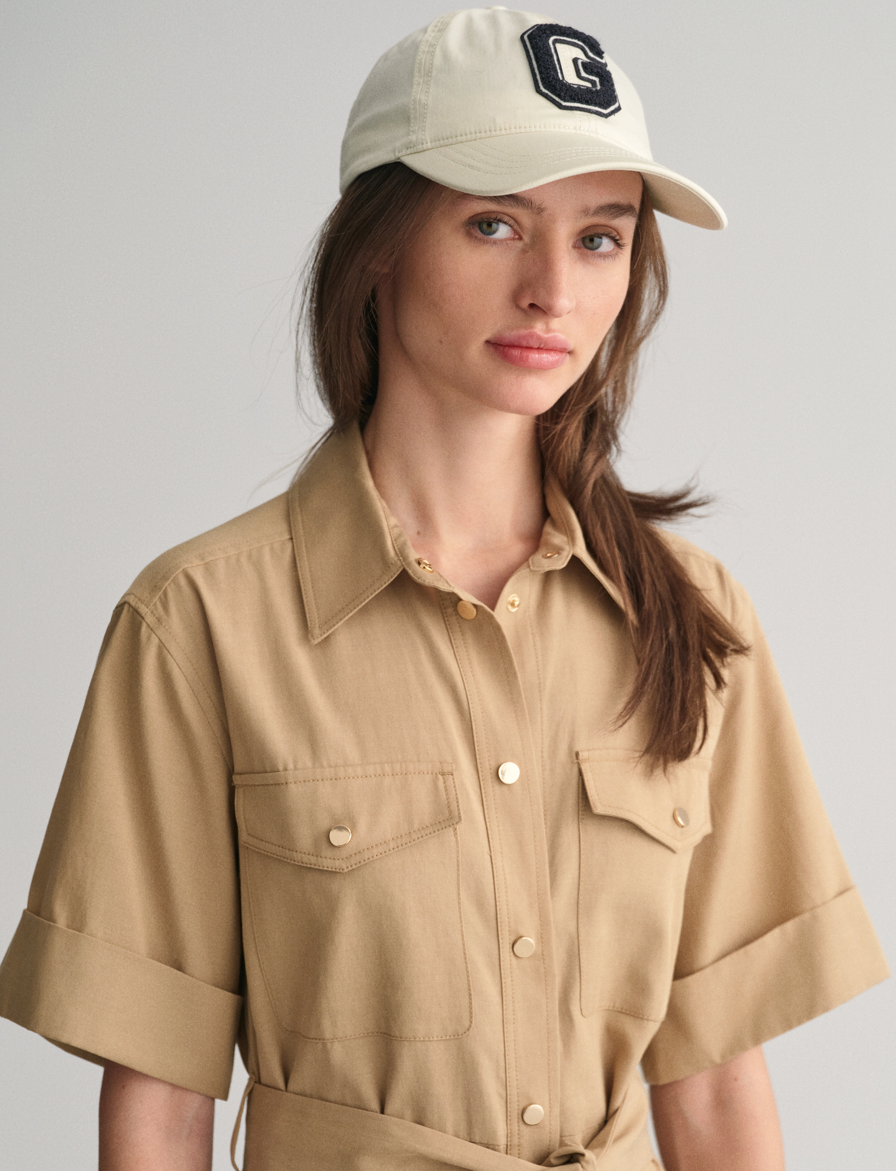 GANT - REG UTILITY SS SHIRT DRESS - dark khaki - 4
