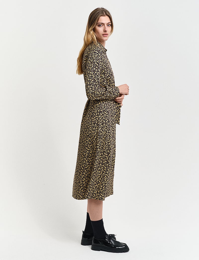 GANT - SLIM FLORAL PRINT SHIRT DRESS - särkkleidid - evening blue - 4