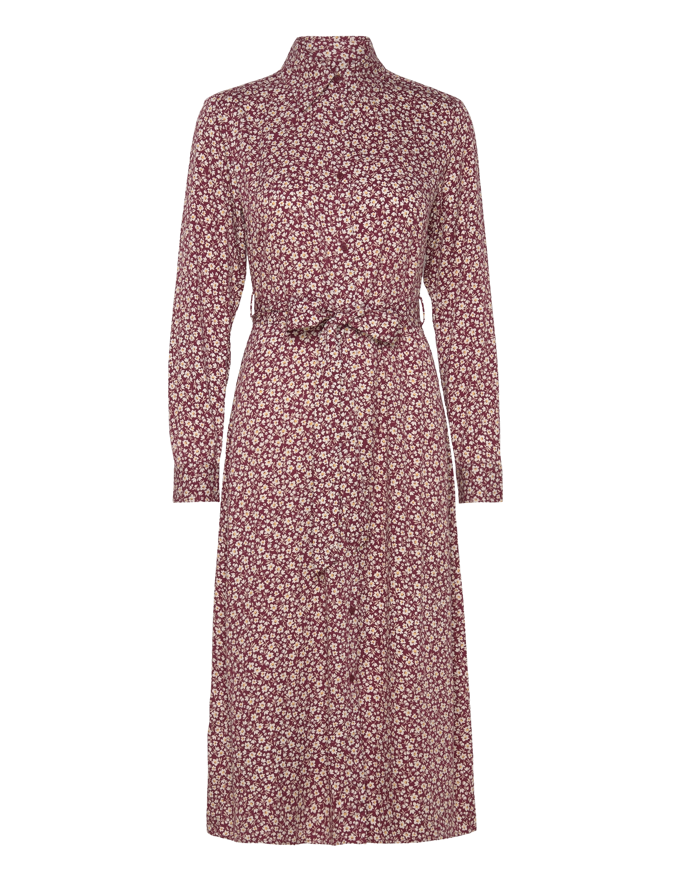 Gant SLIM FLORAL PRINT SHIRT DRESS - Midikleider - PLUMPED RED / burgundy
