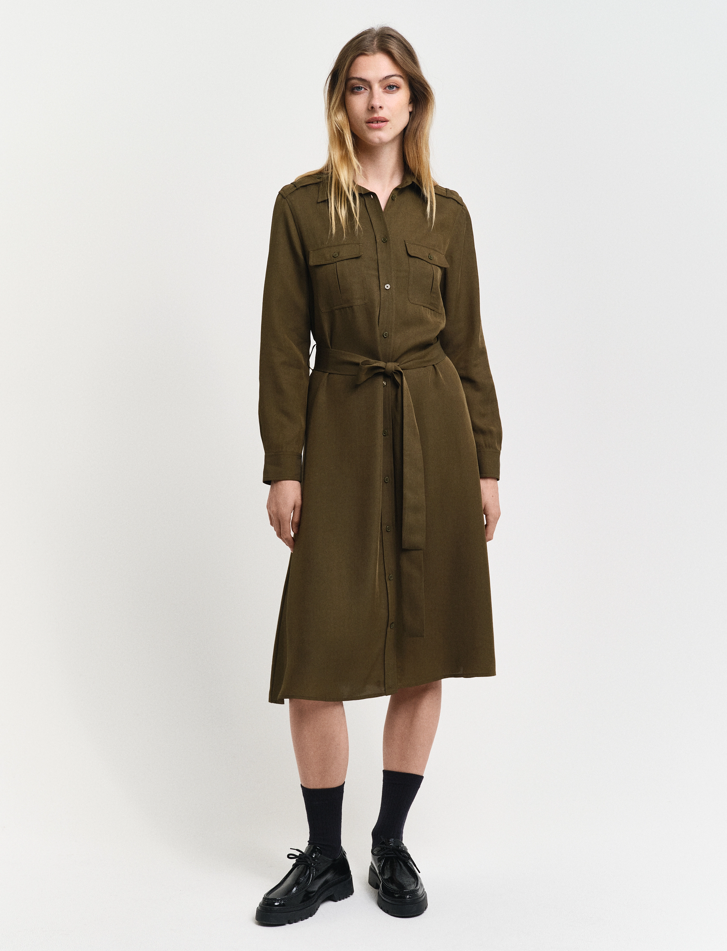 Gant REG POCKET SHIRT DRESS - Kjoler - DARK CACTUS / khaki/green