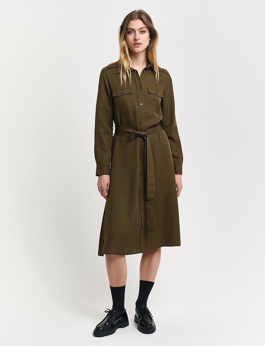 Gant - REG POCKET SHIRT DRESS - robes chemises - dark cactus - 0