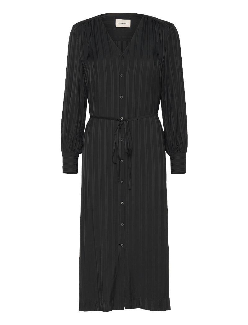 GANT - RELAXED SATIN STRIPE SHIRT DRESS - skjortklänningar - black - 1
