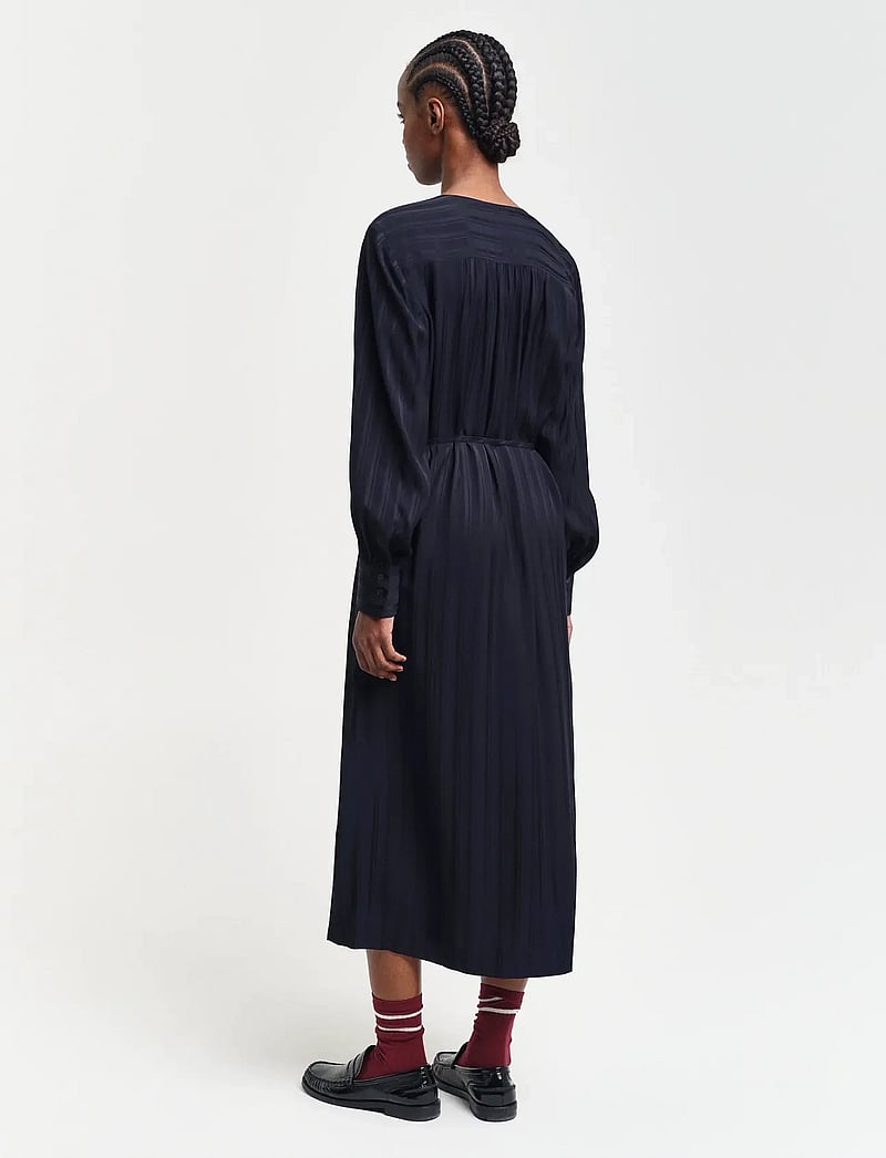 GANT - RELAXED SATIN STRIPE SHIRT DRESS - skjortklänningar - black - 3