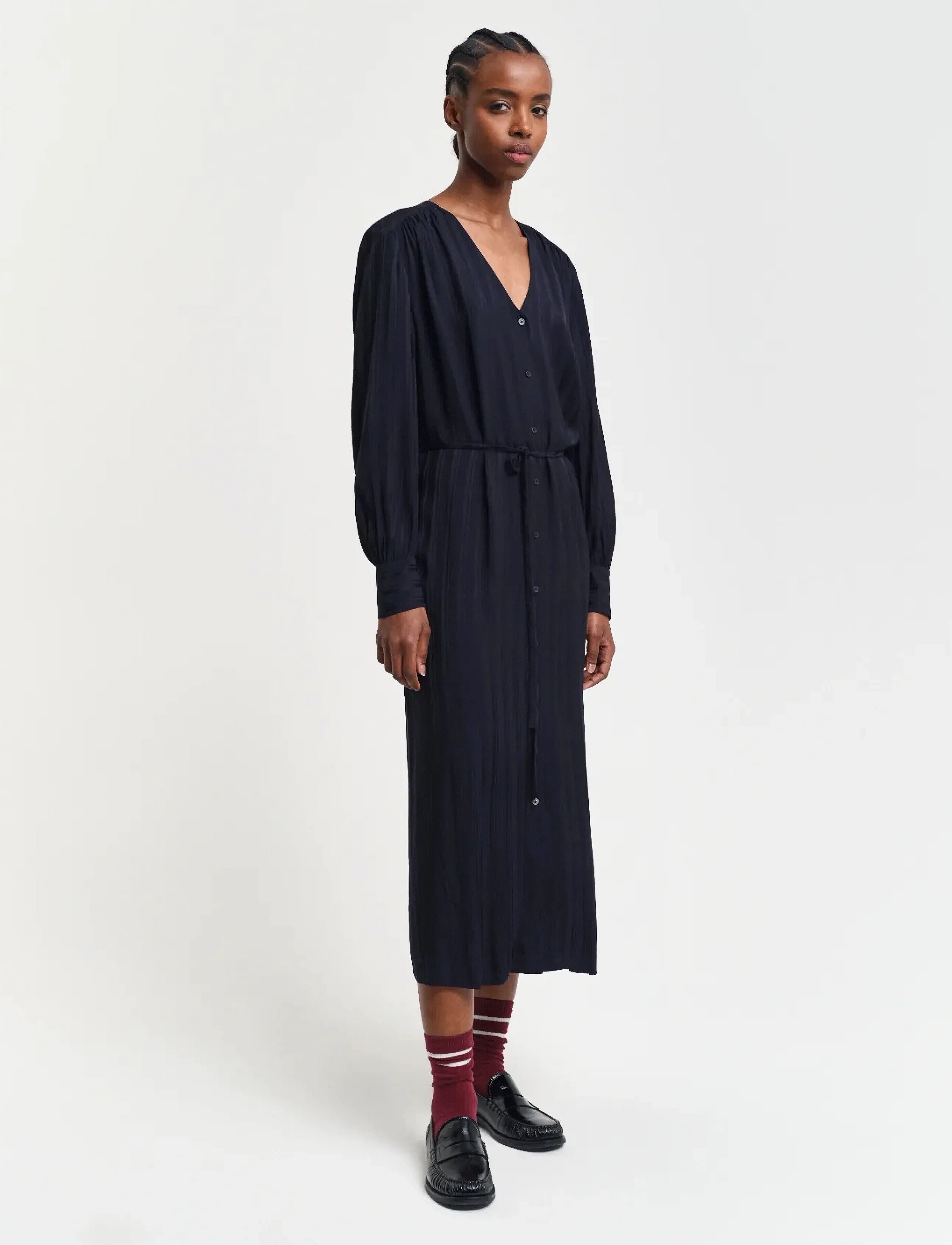 Gant - RELAXED SATIN STRIPE SHIRT DRESS - robes chemises - black - 5
