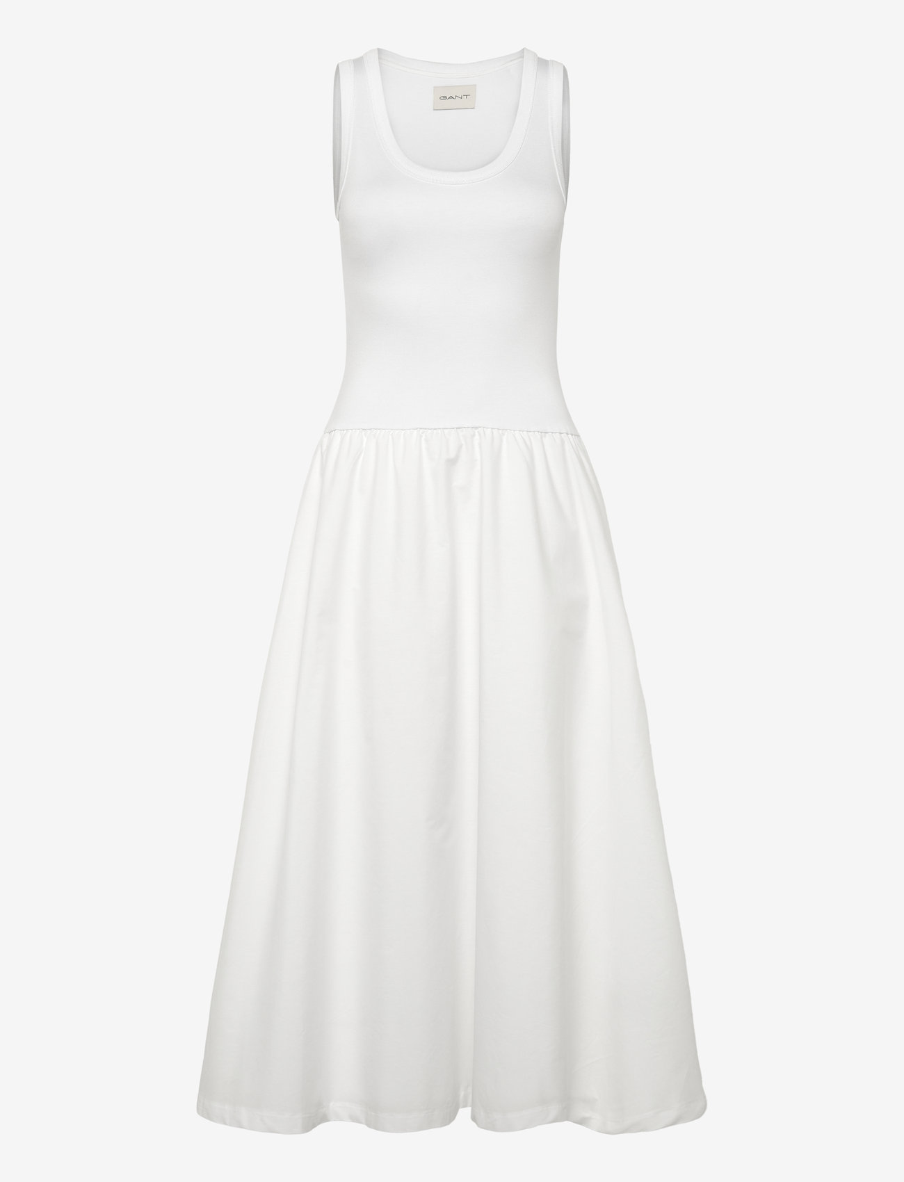 GANT - JERSEY WOVEN MIDI DRESS - midi dresses - white - 0