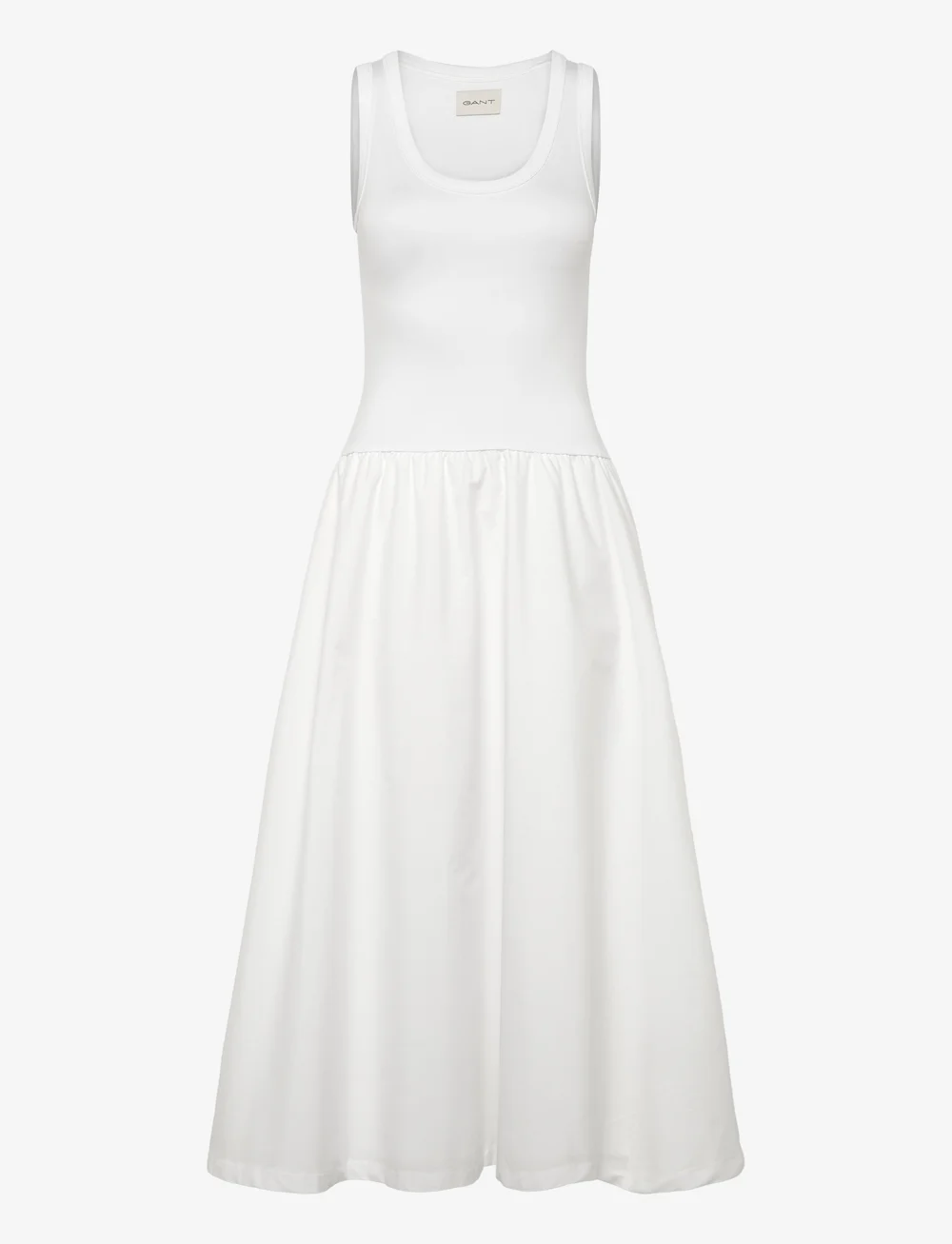 GANT - JERSEY WOVEN MIDI DRESS - konfirmation - white - 0
