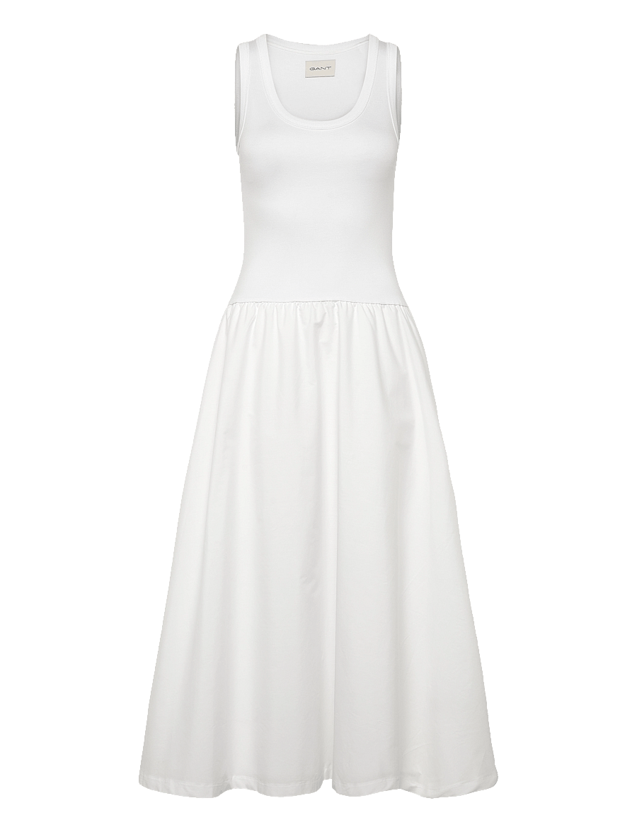 Gant - JERSEY WOVEN MIDI DRESS - white - 0