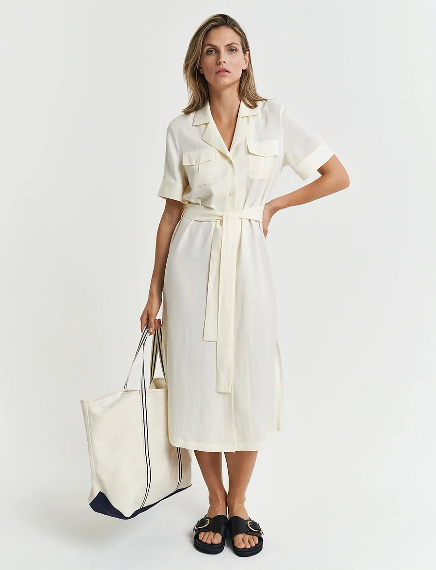 Gant - REG POCKET DRESS - hemdkleider - cream - 0