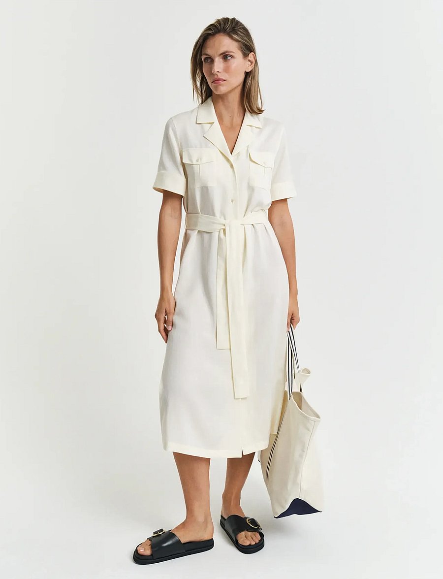 Gant - REG POCKET DRESS - hemdkleider - cream - 5