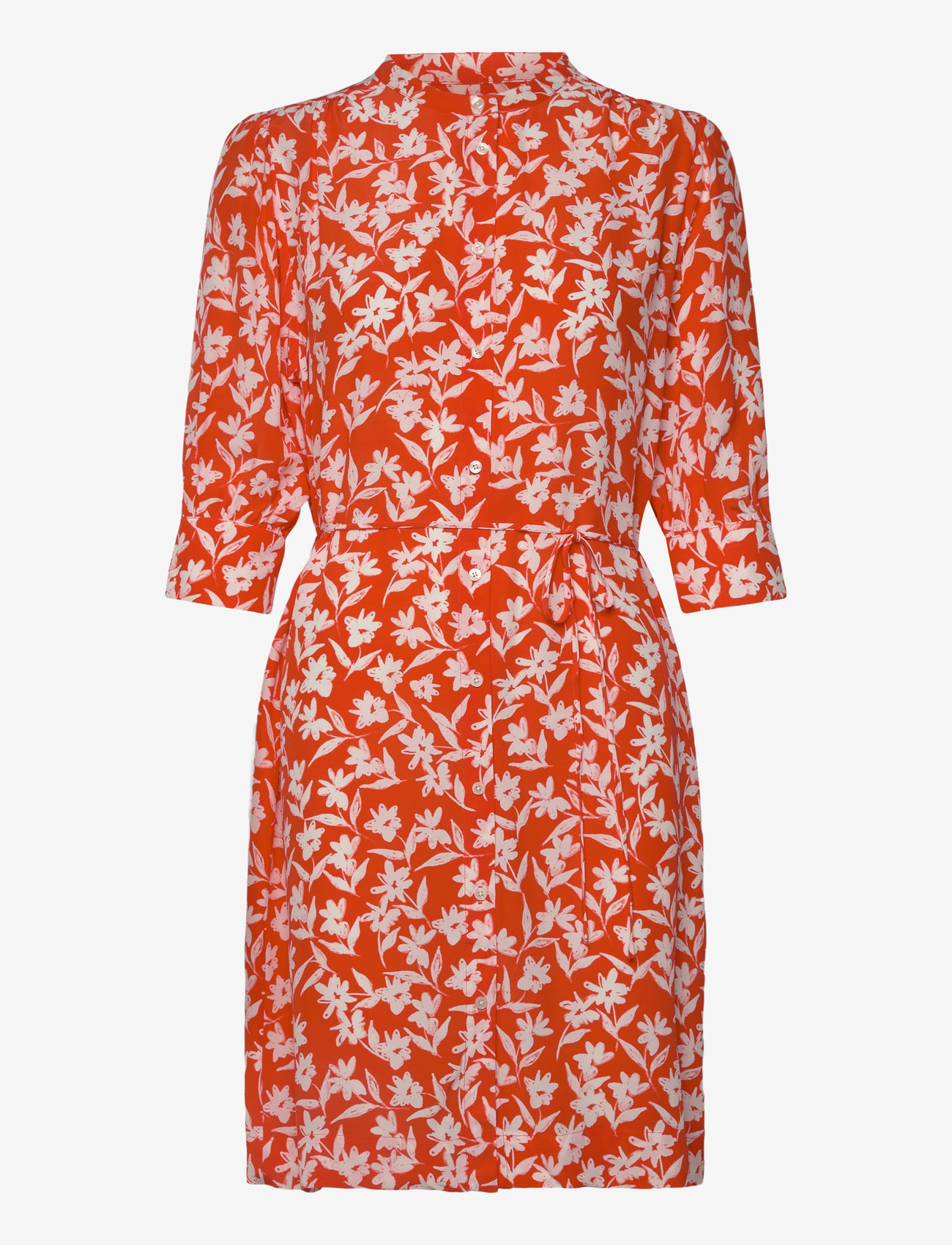 GANT - REG FLORAL PRINT SS SHIRT DRESS - sommerkjoler - orange red - 0