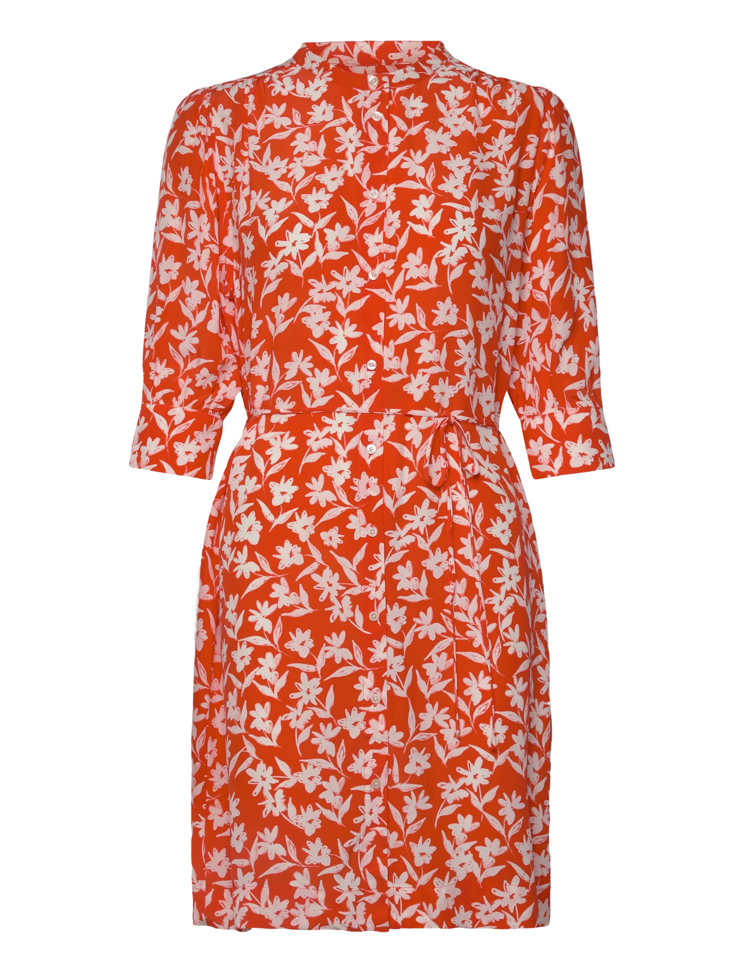 Gant REG FLORAL PRINT SS SHIRT DRESS - Festtøj - ORANGE RED / red