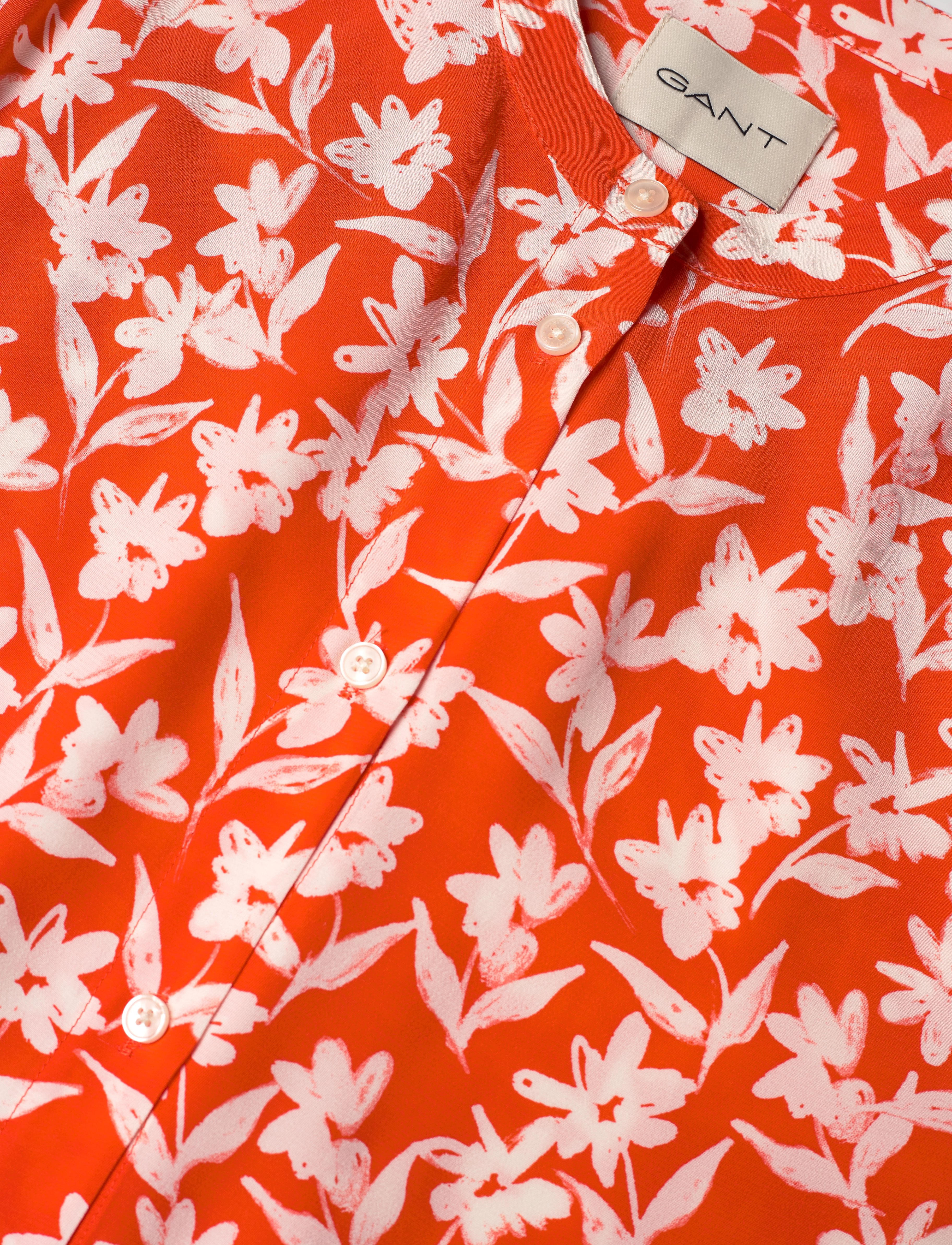 Gant - REG FLORAL PRINT SS SHIRT DRESS - robes d'été - orange red - 2