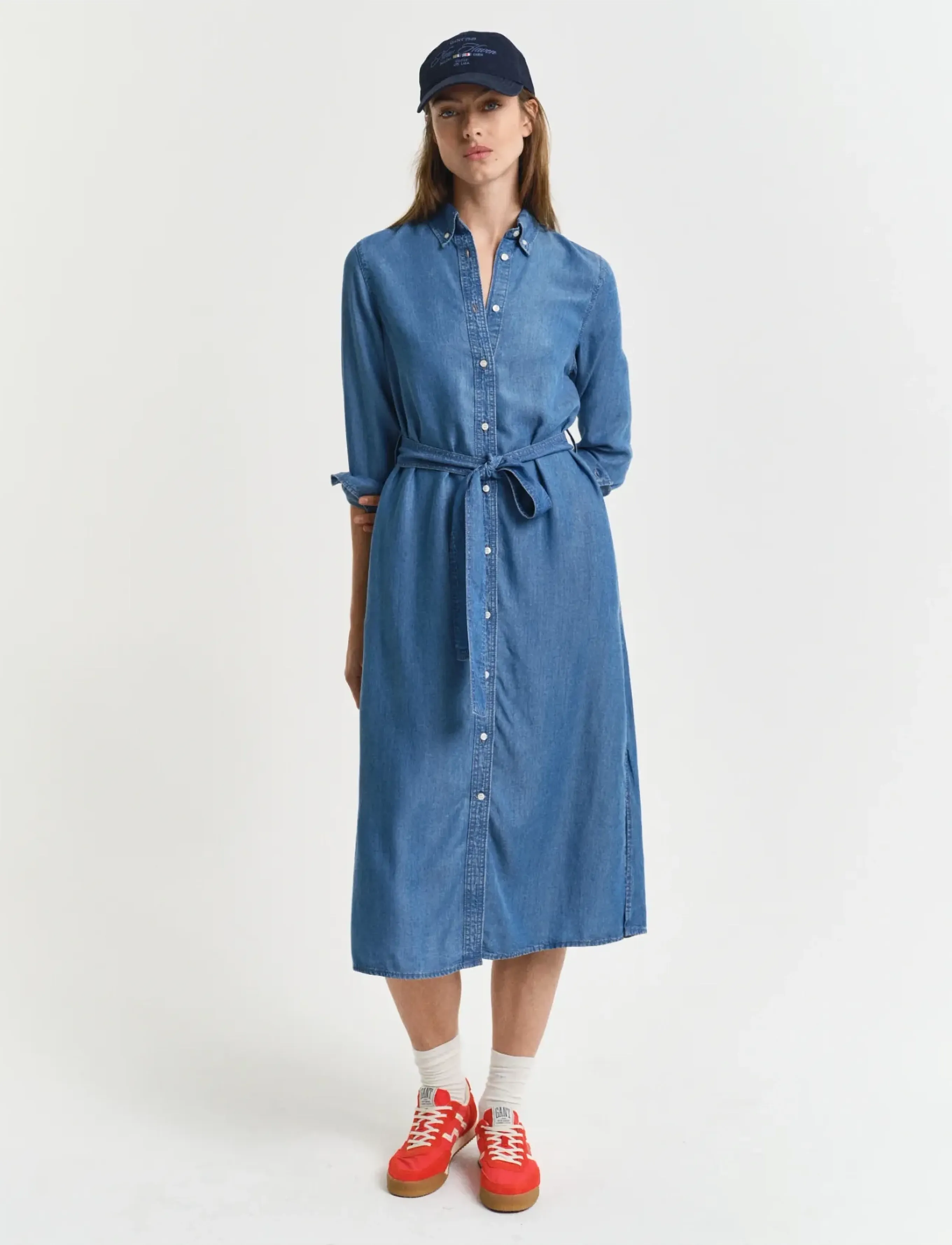 GANT REG CHAMBRAY SHIRT DRESS - Kleider - LIGHT INDIGO / blue