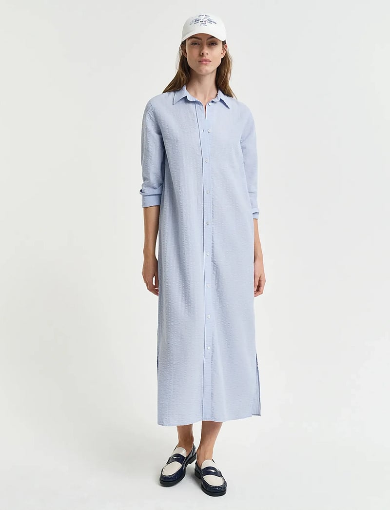 GANT - REL TONAL STRIPED SEERSUCKER DRESS - skjortekjoler - fresh blue - 0