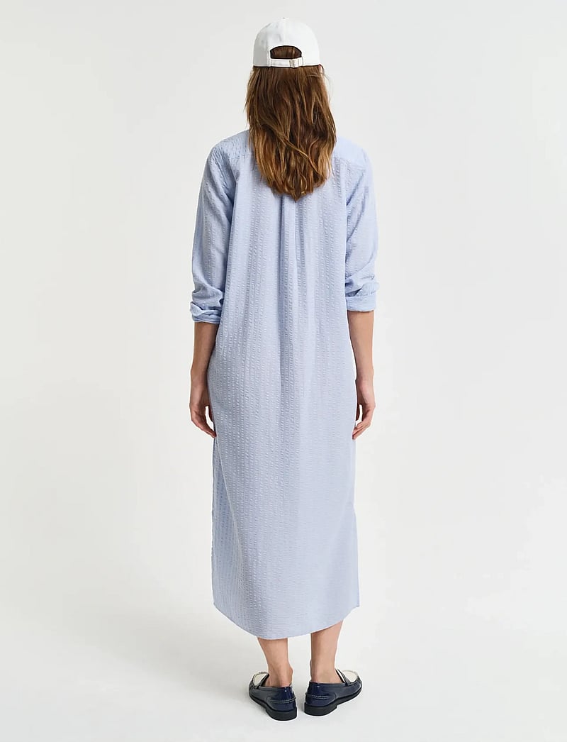 GANT - REL TONAL STRIPED SEERSUCKER DRESS - skjortekjoler - fresh blue - 5