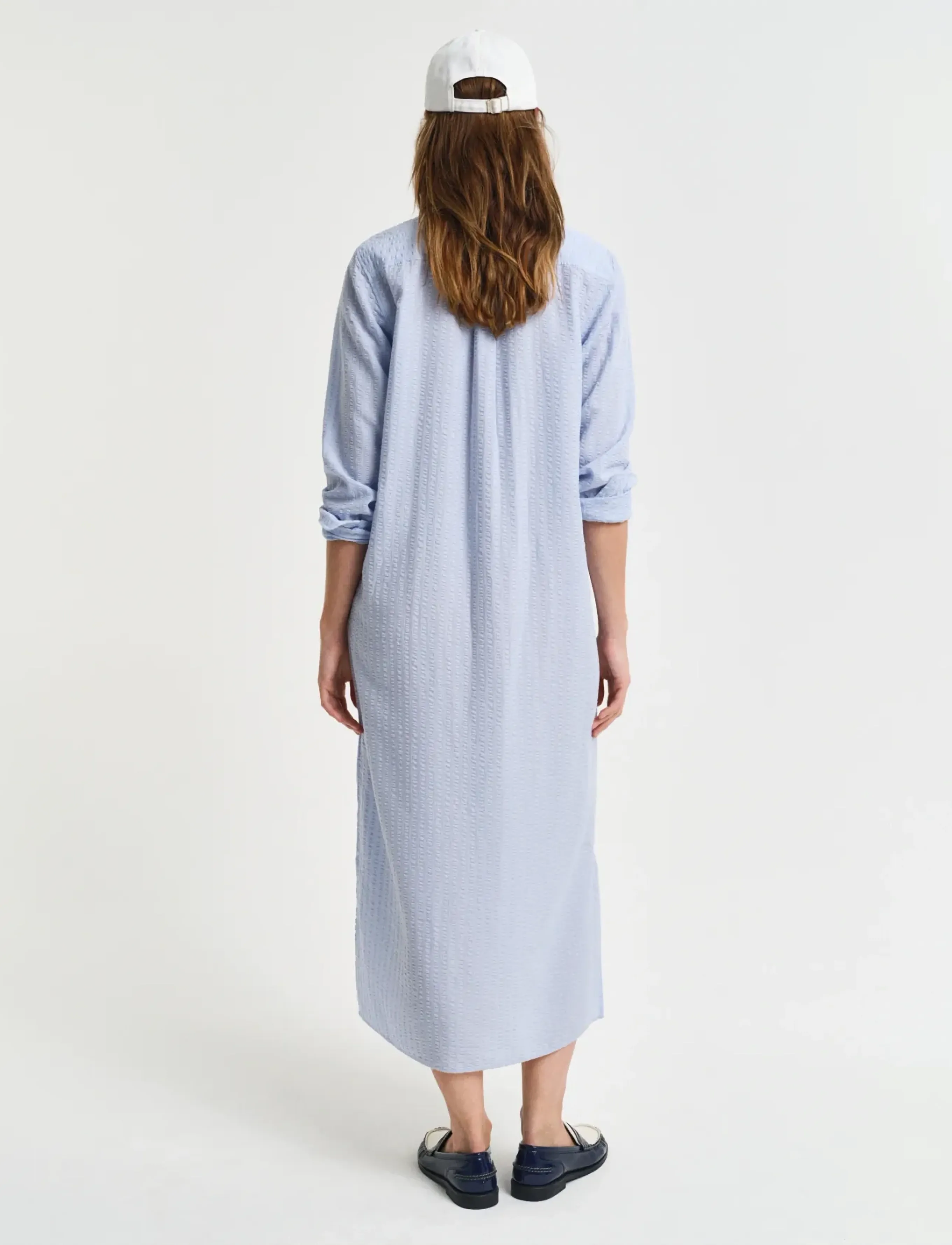 Gant - REL TONAL STRIPED SEERSUCKER DRESS - robes chemises - fresh blue - 5