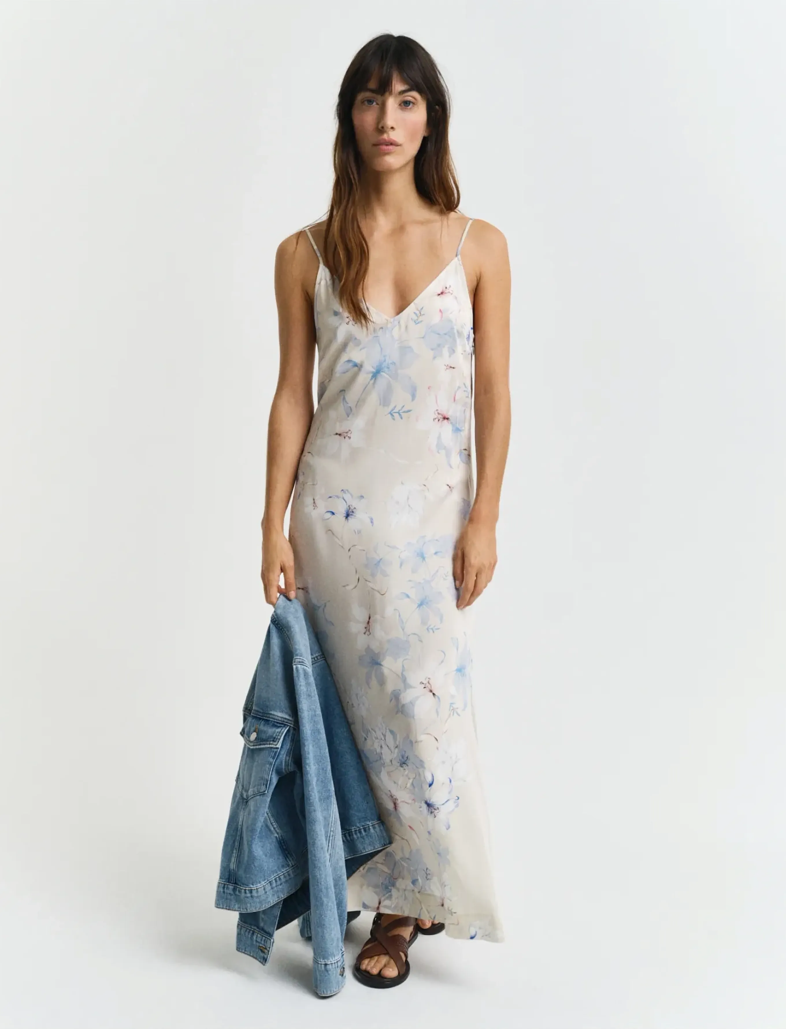 Gant Floral Print Slip Dress, 34, Dresses, Creme - Summer Frauen