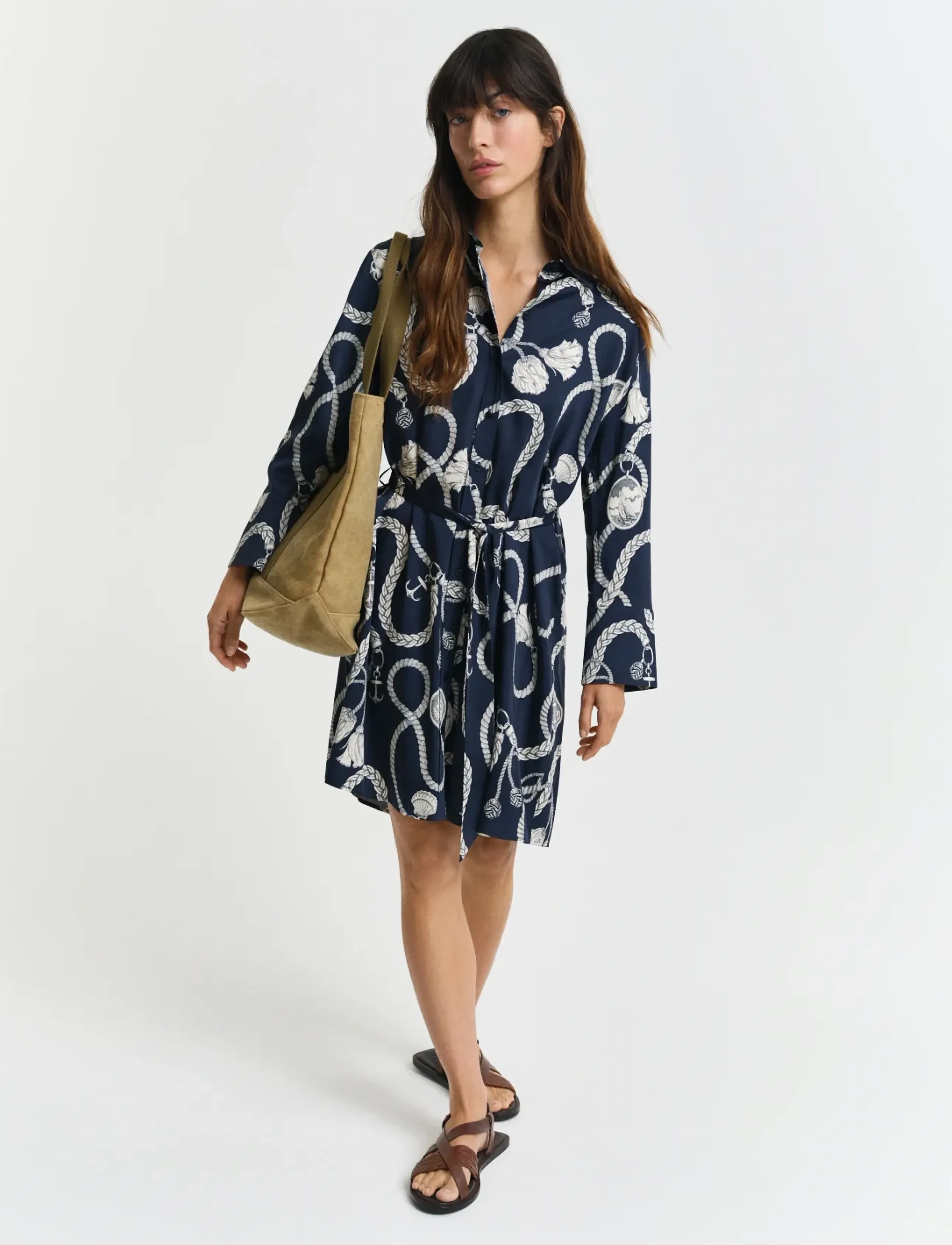 Gant Rel Sailing Print Shirt Dress, 40, Dresses, Marineblau - Frauen