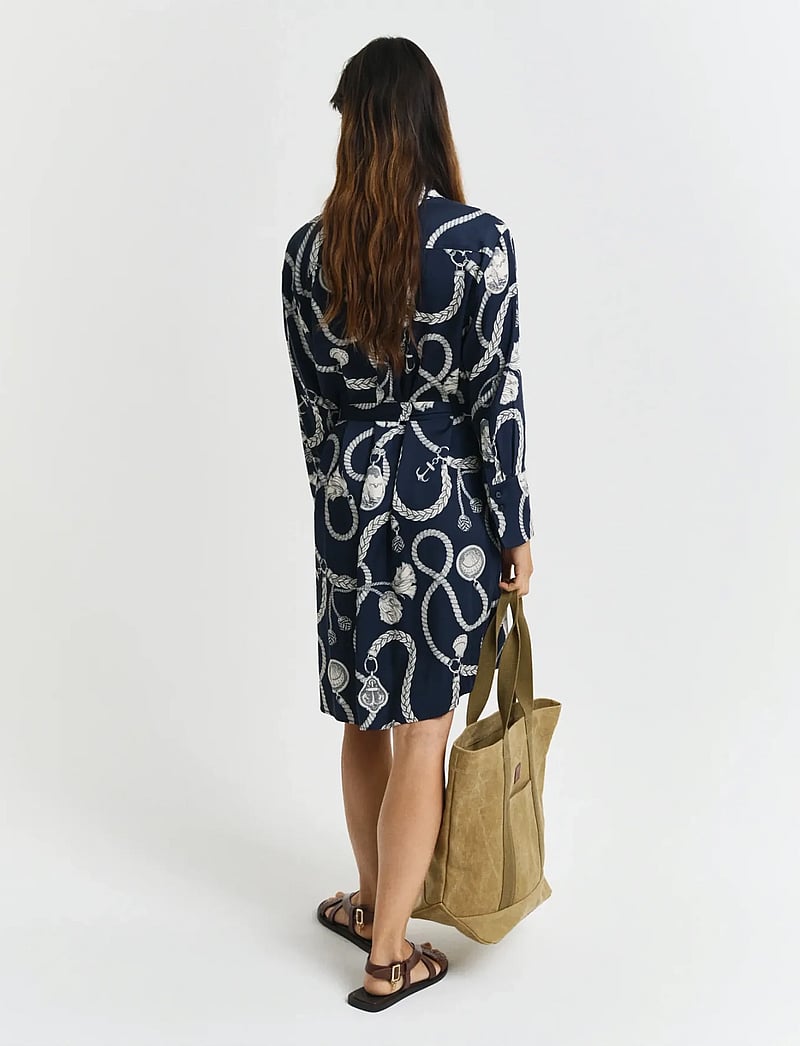 GANT - REL SAILING PRINT SHIRT DRESS - skjortekjoler - evening blue - 3