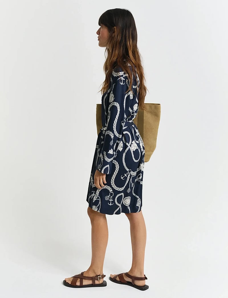 GANT - REL SAILING PRINT SHIRT DRESS - skjortekjoler - evening blue - 4