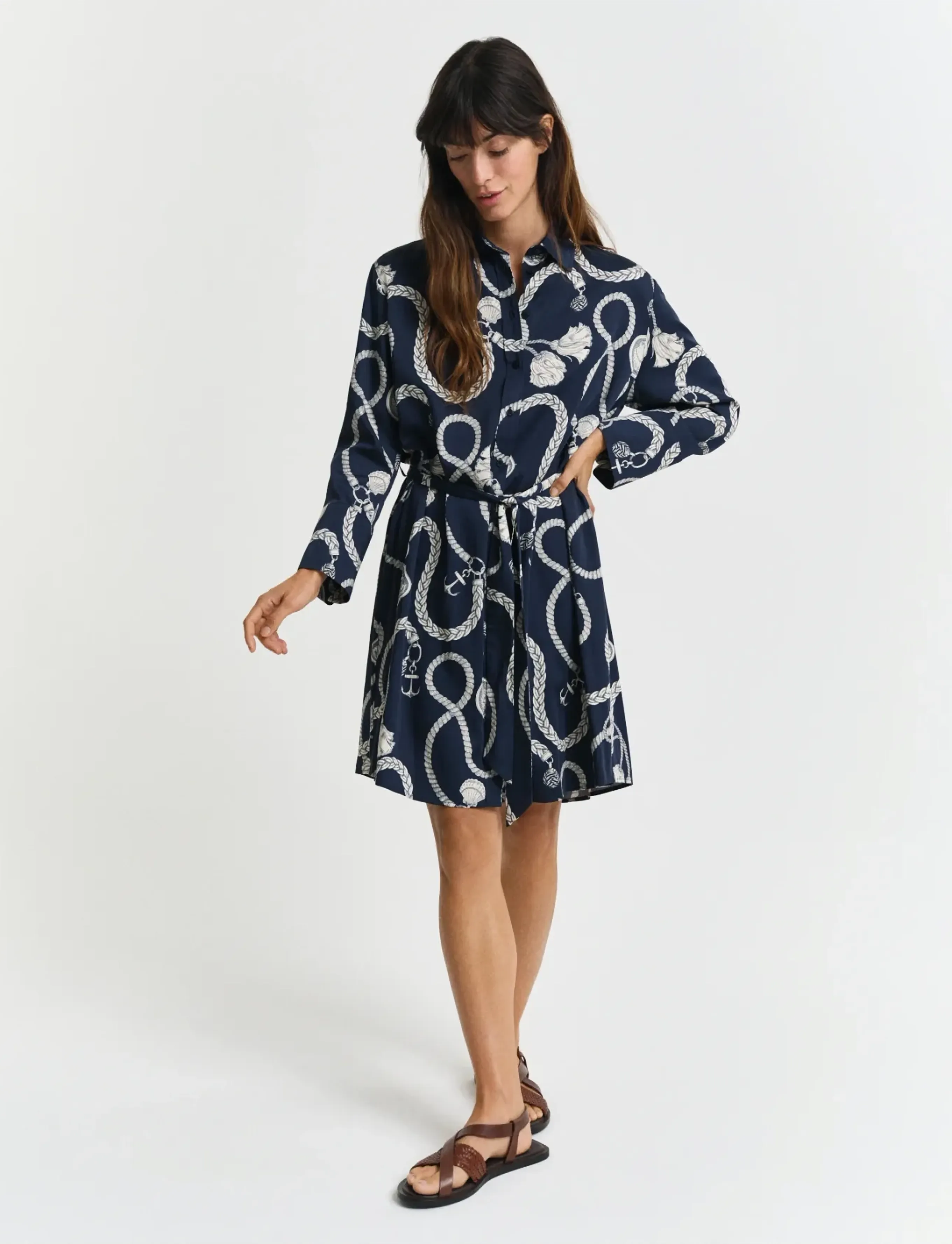 Gant - REL SAILING PRINT SHIRT DRESS - shirt dresses - evening blue - 5