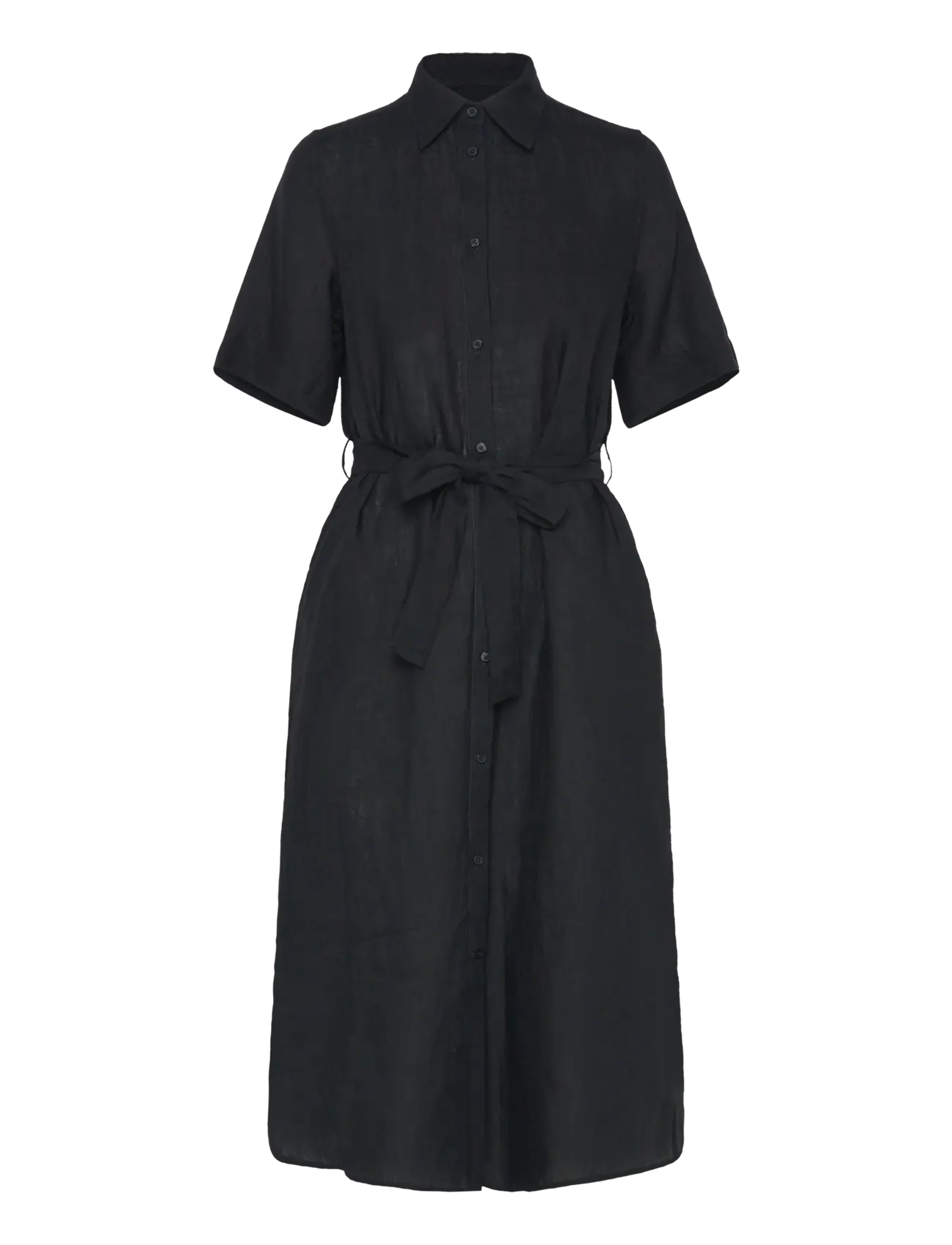 Gant REG LINEN SS SHIRT DRESS - Kjoler - BLACK / black