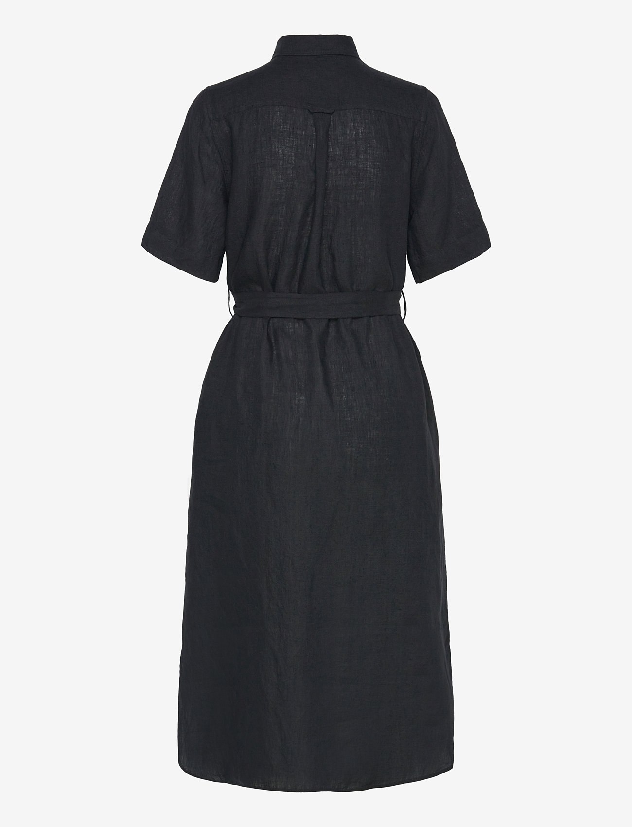 GANT - REG LINEN SS SHIRT DRESS - hemdkleider - black - 1