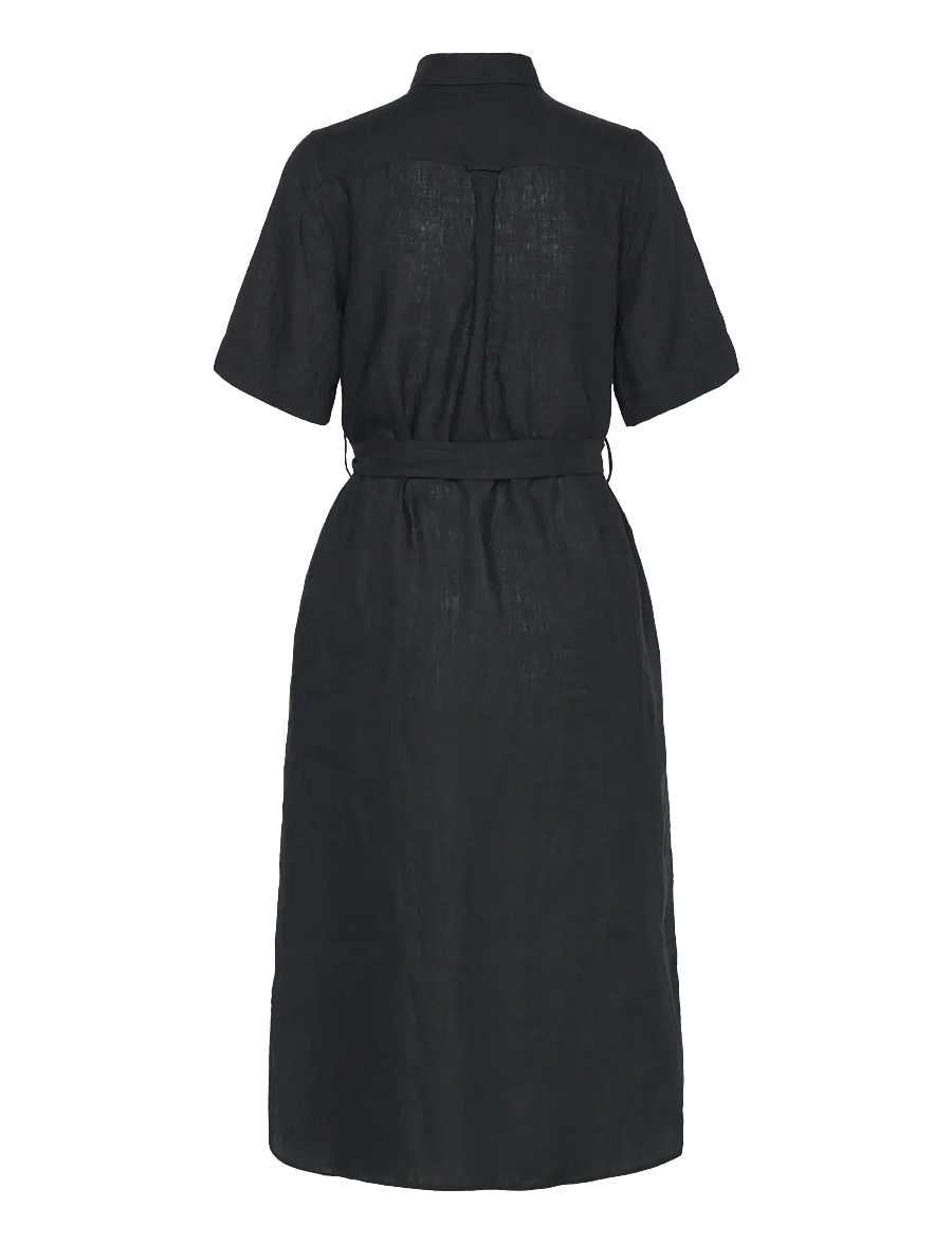 Gant - REG LINEN SS SHIRT DRESS - robes chemises - black - 2