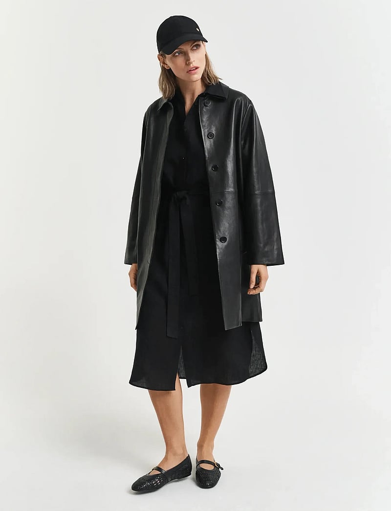 GANT - REG LINEN SS SHIRT DRESS - hemdkleider - black - 5